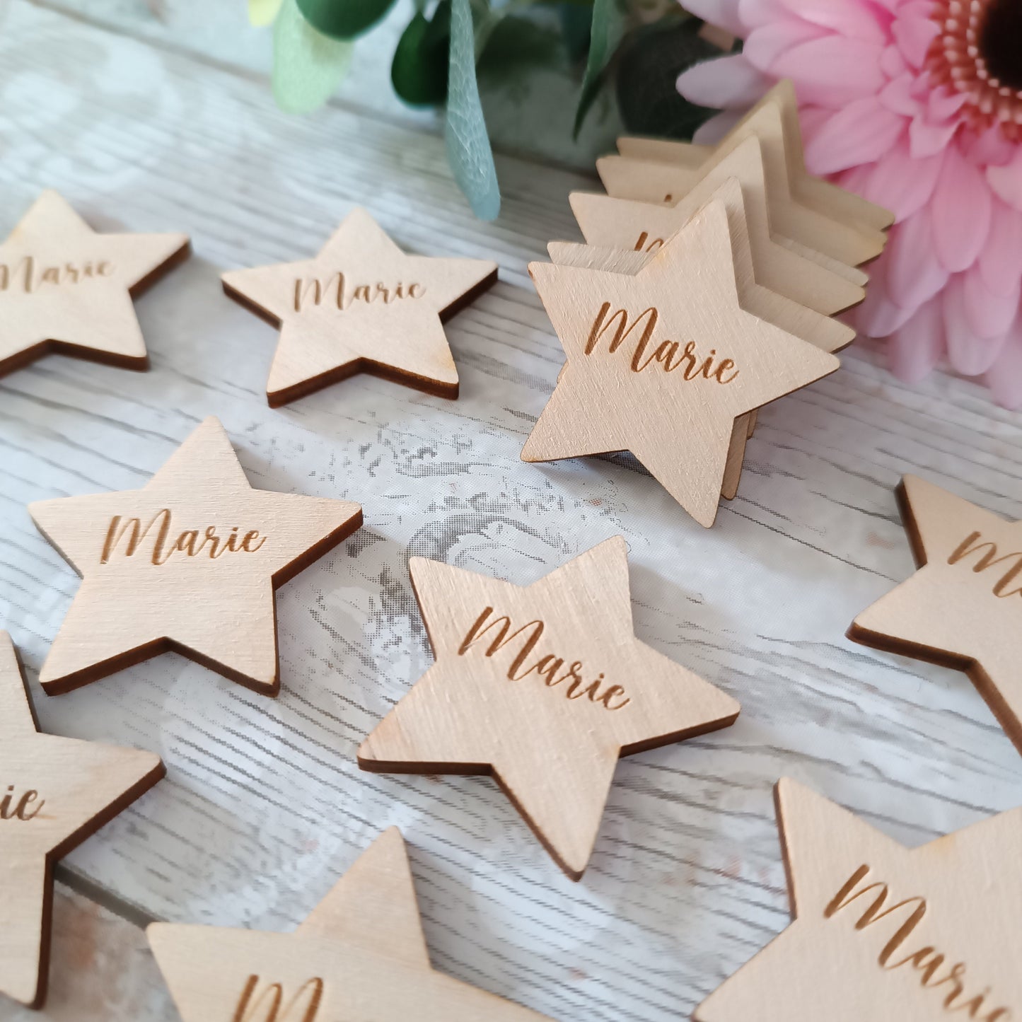 Funeral Memorial Favours / Star Funeral Tokens / Personalised Bereavement Keepsake / Wooden Stars / Acrylic Stars
