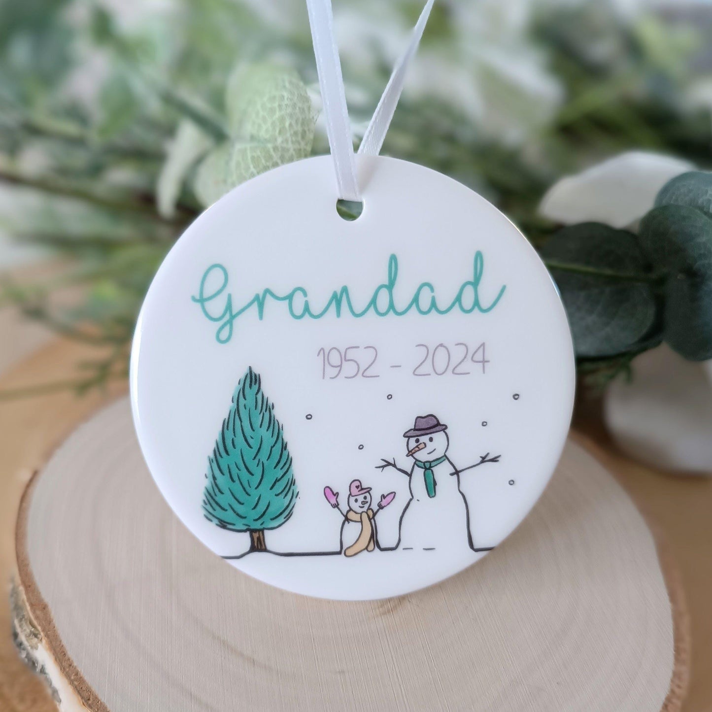 Personalised Ceramic Ornament | Nanny Grandad Tree Decoration | Grandad Ornament | Christmas Tree | Memorial Decoration