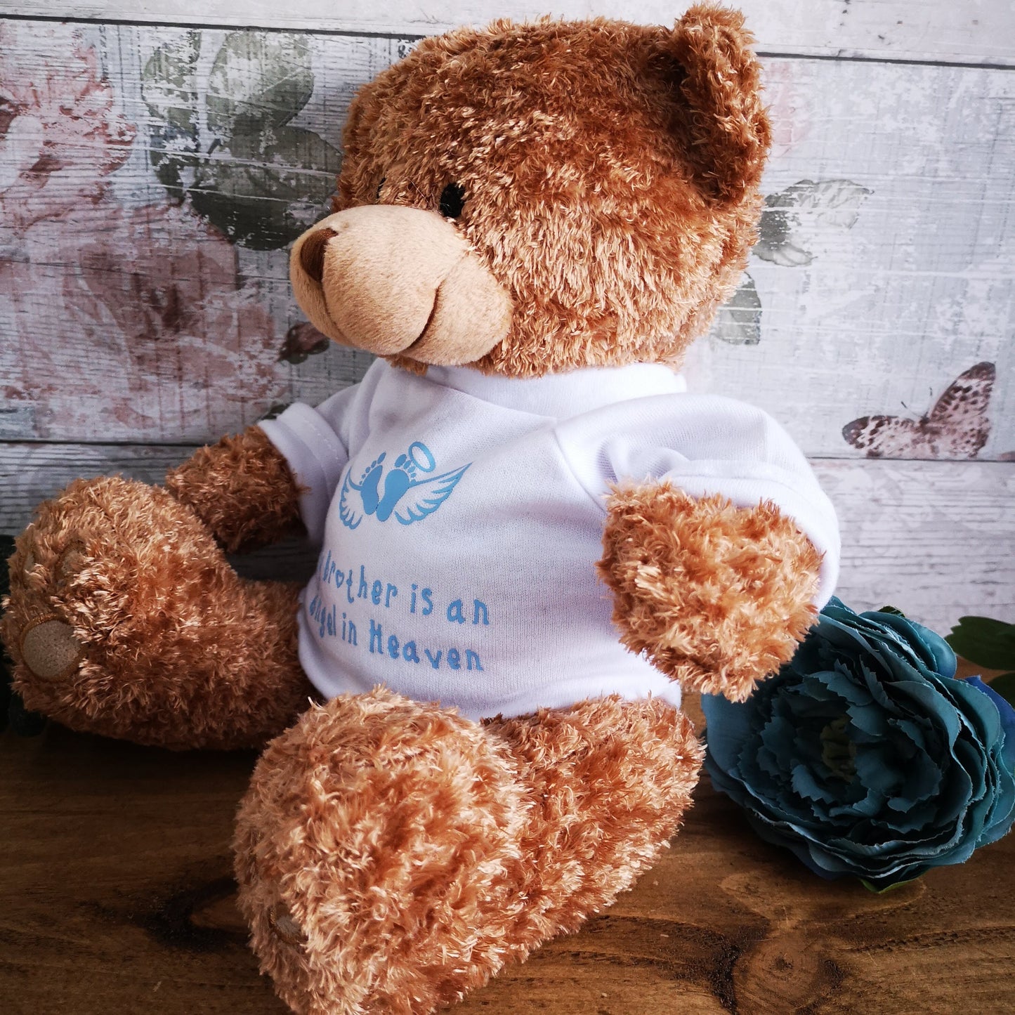 Mother's day gift - Personalised Memory Bear - Baby Feet Angel Wings - Babyloss / Stillborn / Bereavement / Remembrance Gift