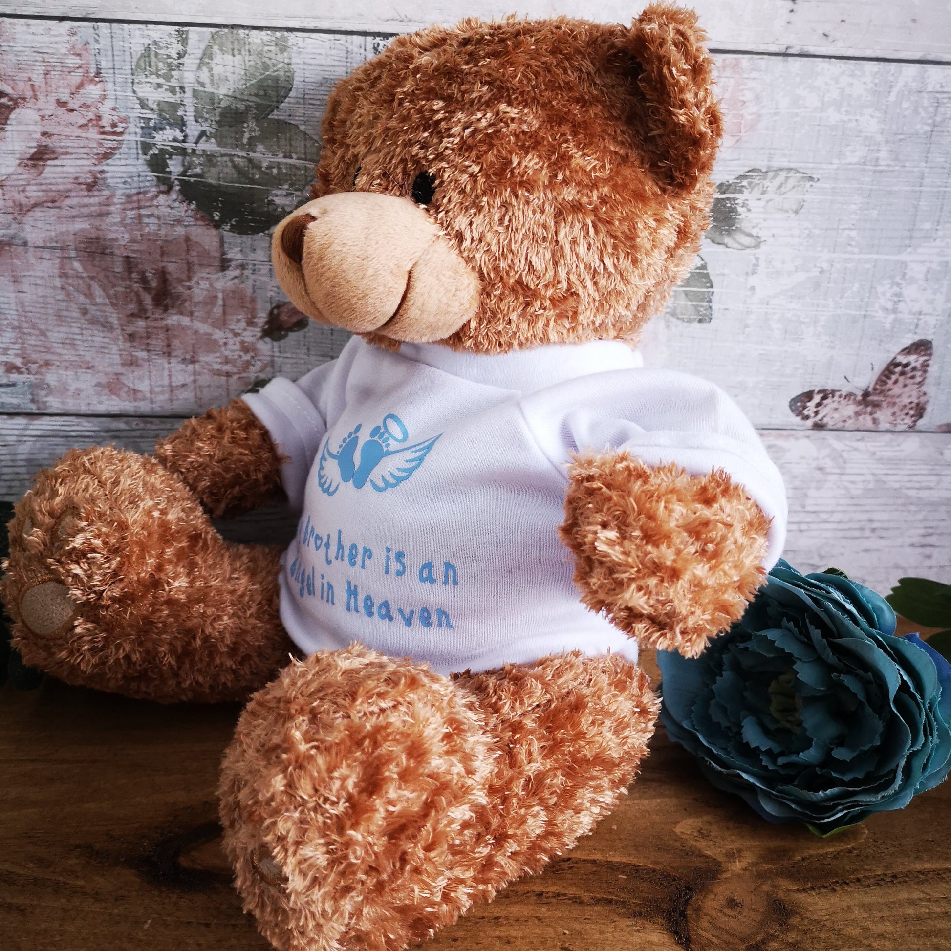 Mother's day gift - Personalised Memory Bear - Baby Feet Angel Wings - Babyloss / Stillborn / Bereavement / Remembrance Gift