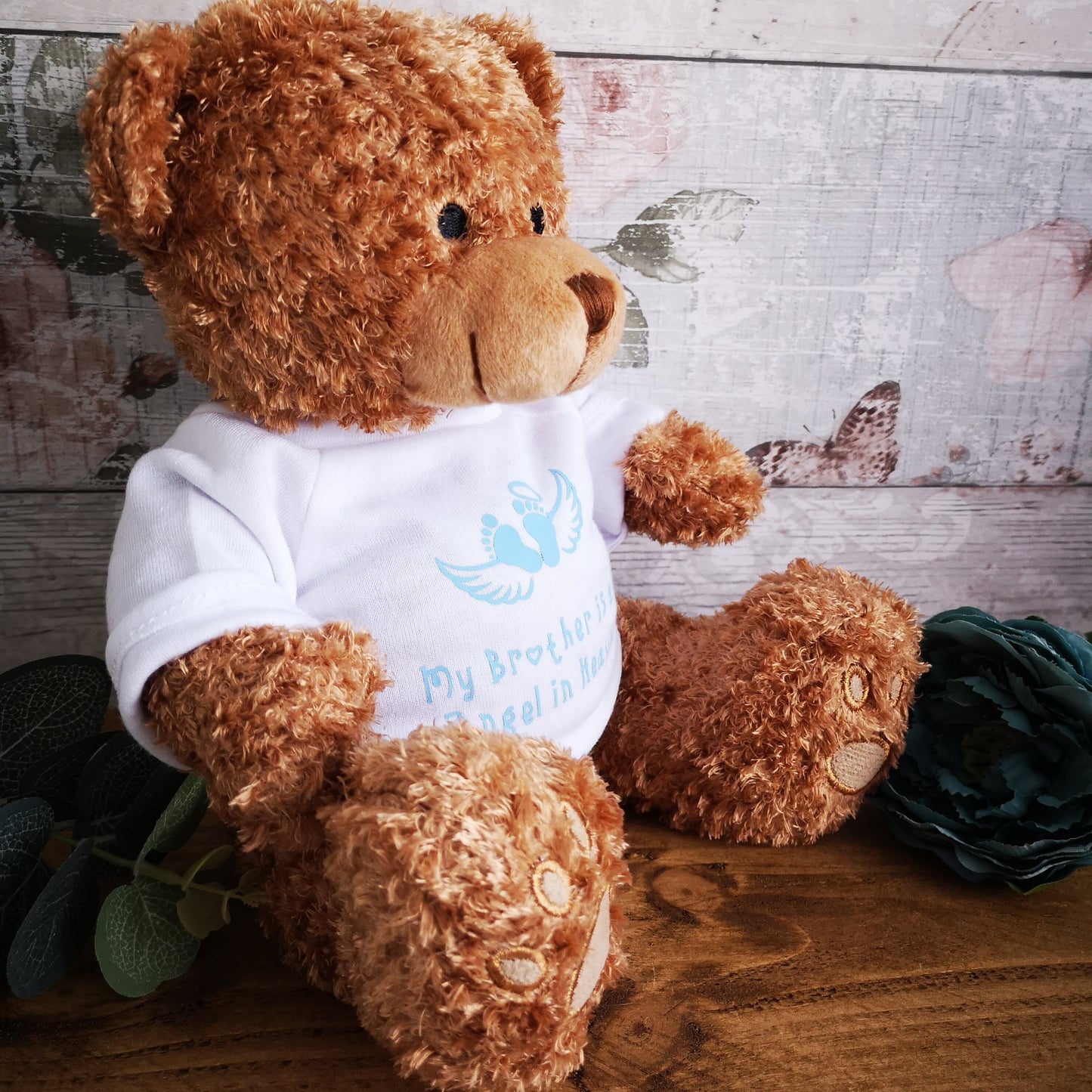 Mother's day gift - Personalised Memory Bear - Baby Feet Angel Wings - Babyloss / Stillborn / Bereavement / Remembrance Gift