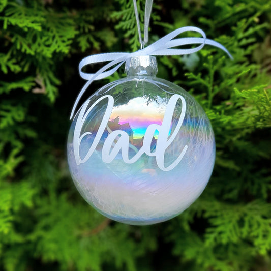 Personalised Memorial Feather Christmas Bauble | Tree Decoration | Remembrance gift | Loss of Dad | Loss of Mum / Babyloss Bauble