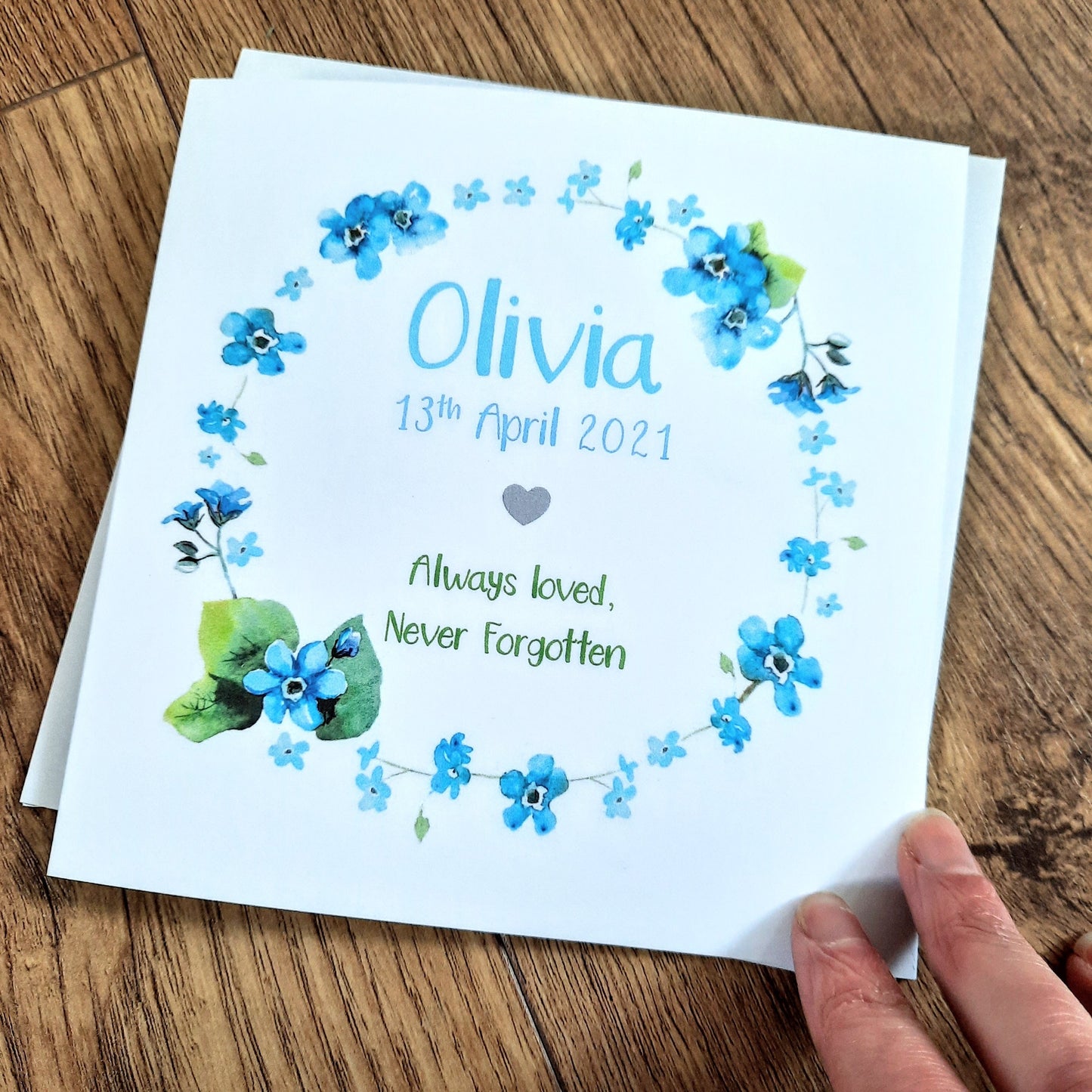 Forget Me Not Babyloss Card - PERSONALISED / Stillbirth / Miscarriage / Bereavement Gift / Sympathy Card