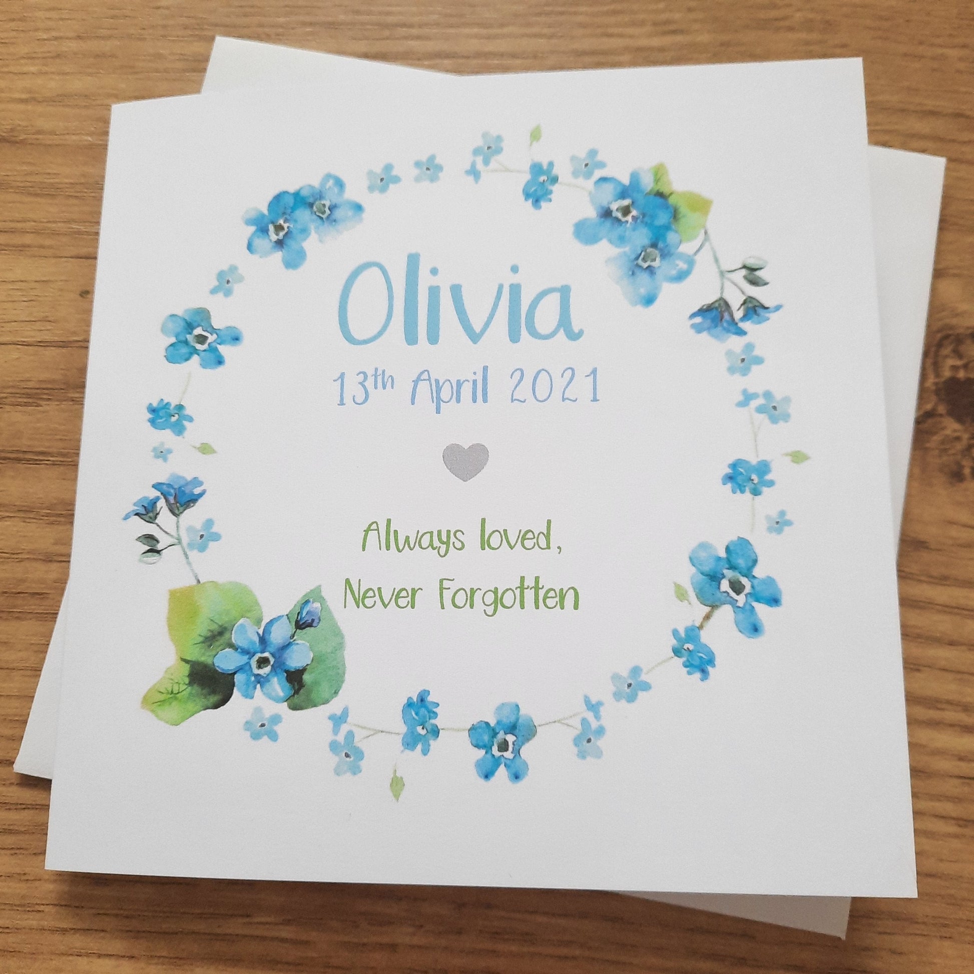 Forget Me Not Babyloss Card - PERSONALISED / Stillbirth / Miscarriage / Bereavement Gift / Sympathy Card