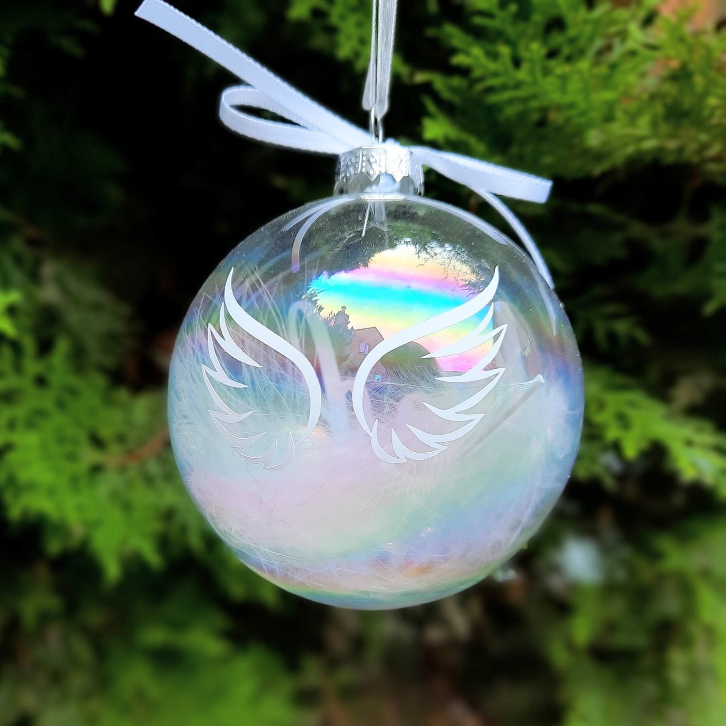 Personalised Memorial Feather Christmas Bauble | Tree Decoration | Remembrance gift | Loss of Dad | Loss of Mum / Babyloss Bauble