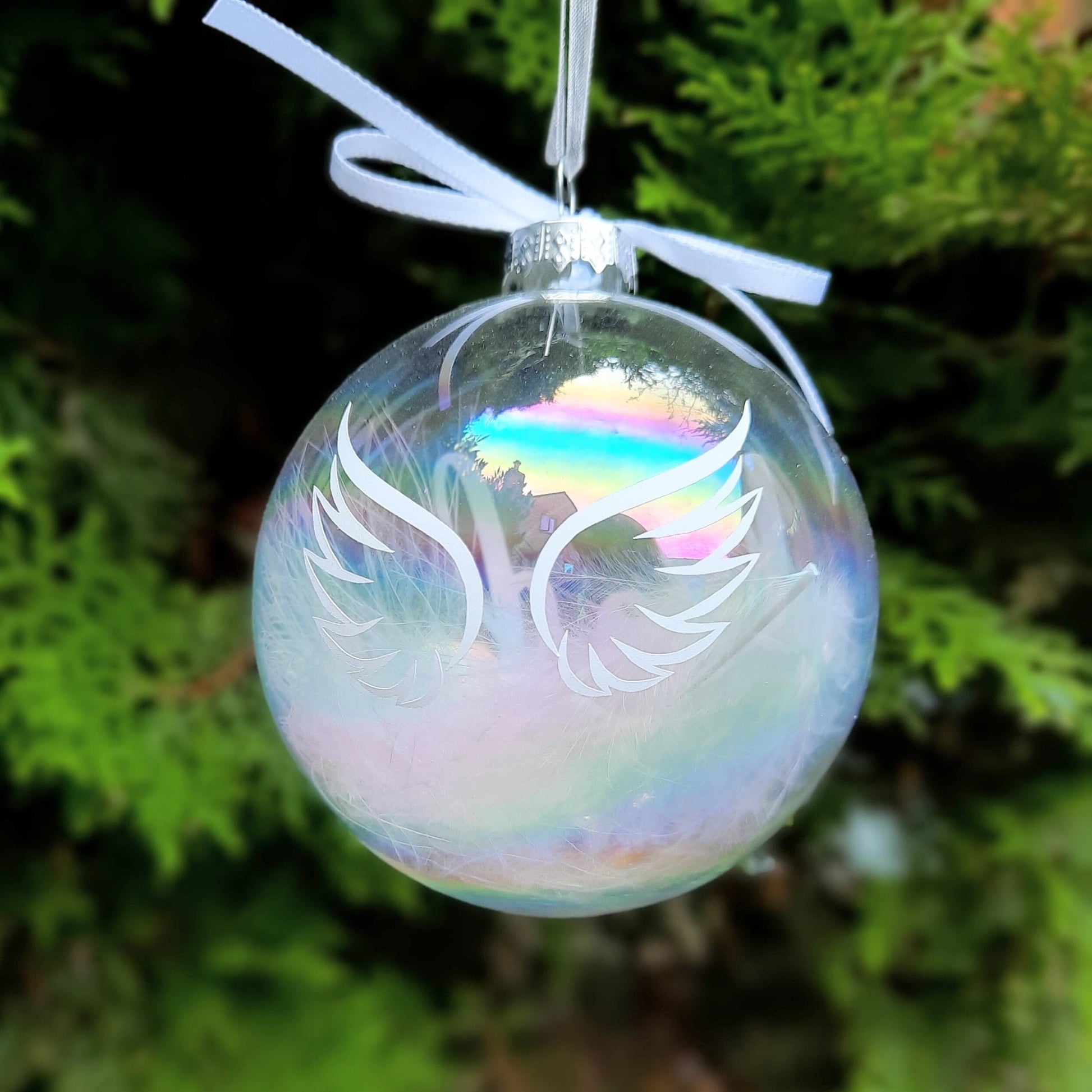 Personalised Memorial Feather Christmas Bauble | Tree Decoration | Remembrance gift | Loss of Dad | Loss of Mum / Babyloss Bauble