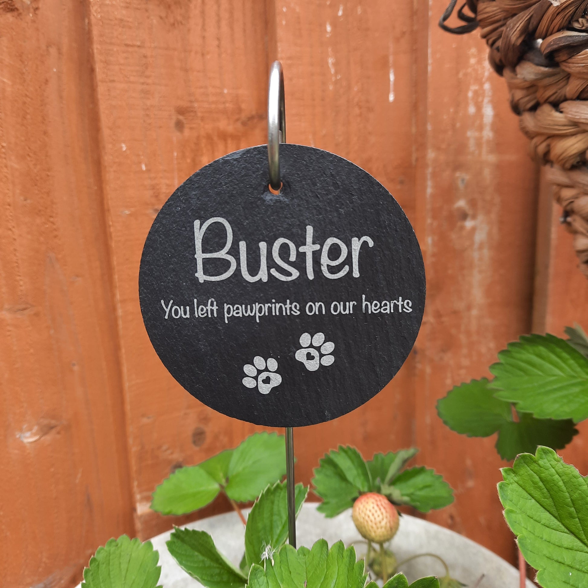 Pet Memorial Garden Slate and Hook / Pet loss / Circle Memorial Plaque / Loss of Dog / Pet Bereavement Gift / Garden Memorial