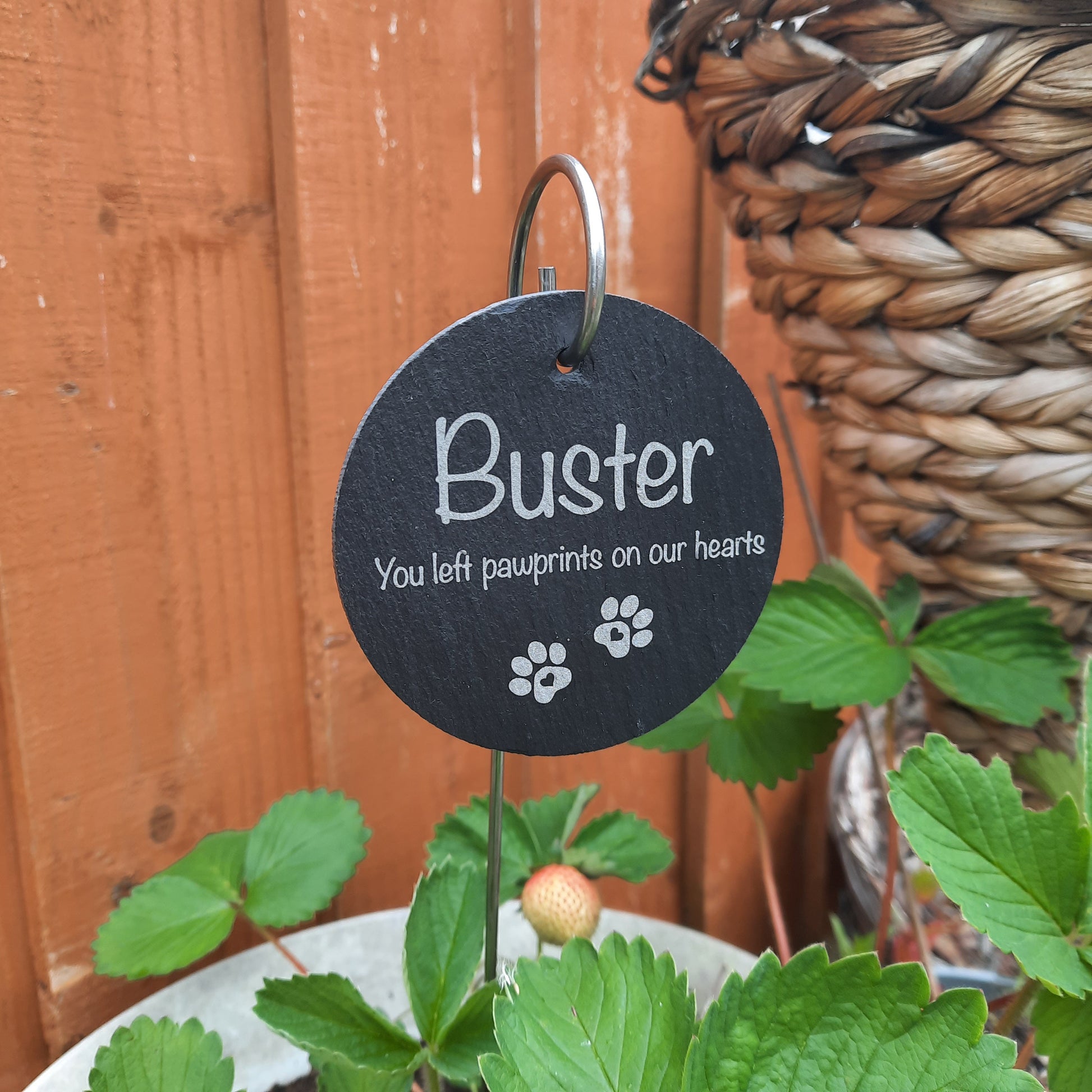Pet Memorial Garden Slate and Hook / Pet loss / Circle Memorial Plaque / Loss of Dog / Pet Bereavement Gift / Garden Memorial