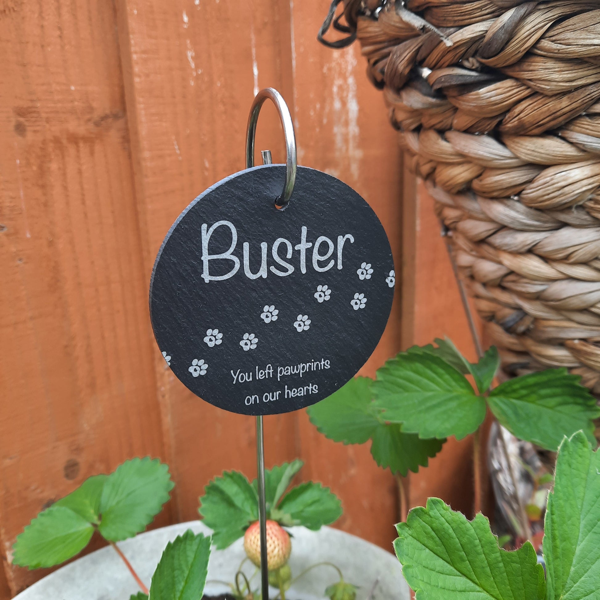 Pet Memorial Garden Slate and Hook / Pet loss / Circle Memorial Plaque / Loss of Dog / Pet Bereavement Gift / Garden Memorial