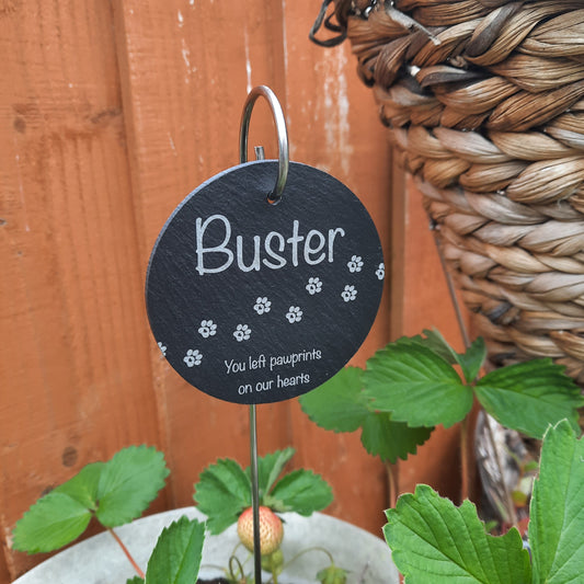 Pet Memorial Garden Slate and Hook / Pet loss / Circle Memorial Plaque / Loss of Dog / Pet Bereavement Gift / Garden Memorial