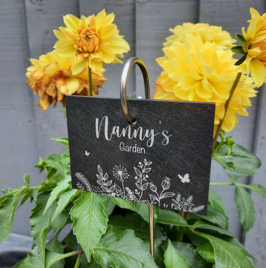 Mother's day gift - Nanny's Garden Slate and Hook / Mum's Garden / Memorial Plaque / Loss of Gran / Bereavement Gift / Gift for Garden