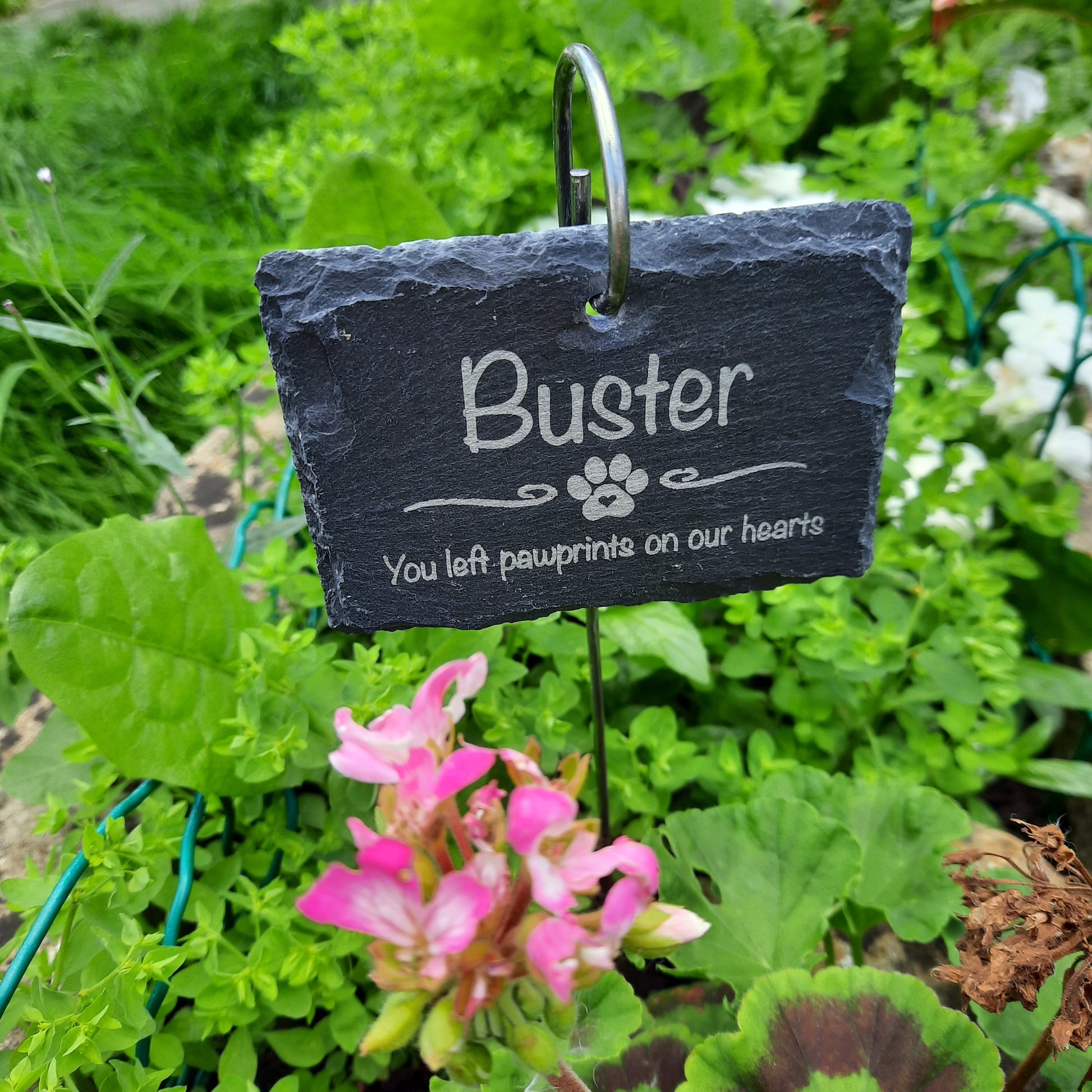 Pet Memorial Garden Slate and Hook / Pet loss / Memorial Plaque / Loss of Dog / Pet Bereavement Gift / Garden Memorial