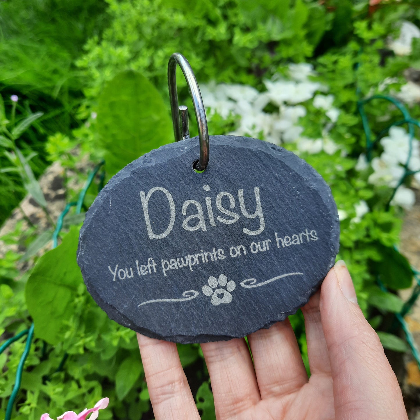 Pet Memorial Garden Slate and Hook / Pet loss / Memorial Plaque / Loss of Dog / Pet Bereavement Gift / Garden Memorial