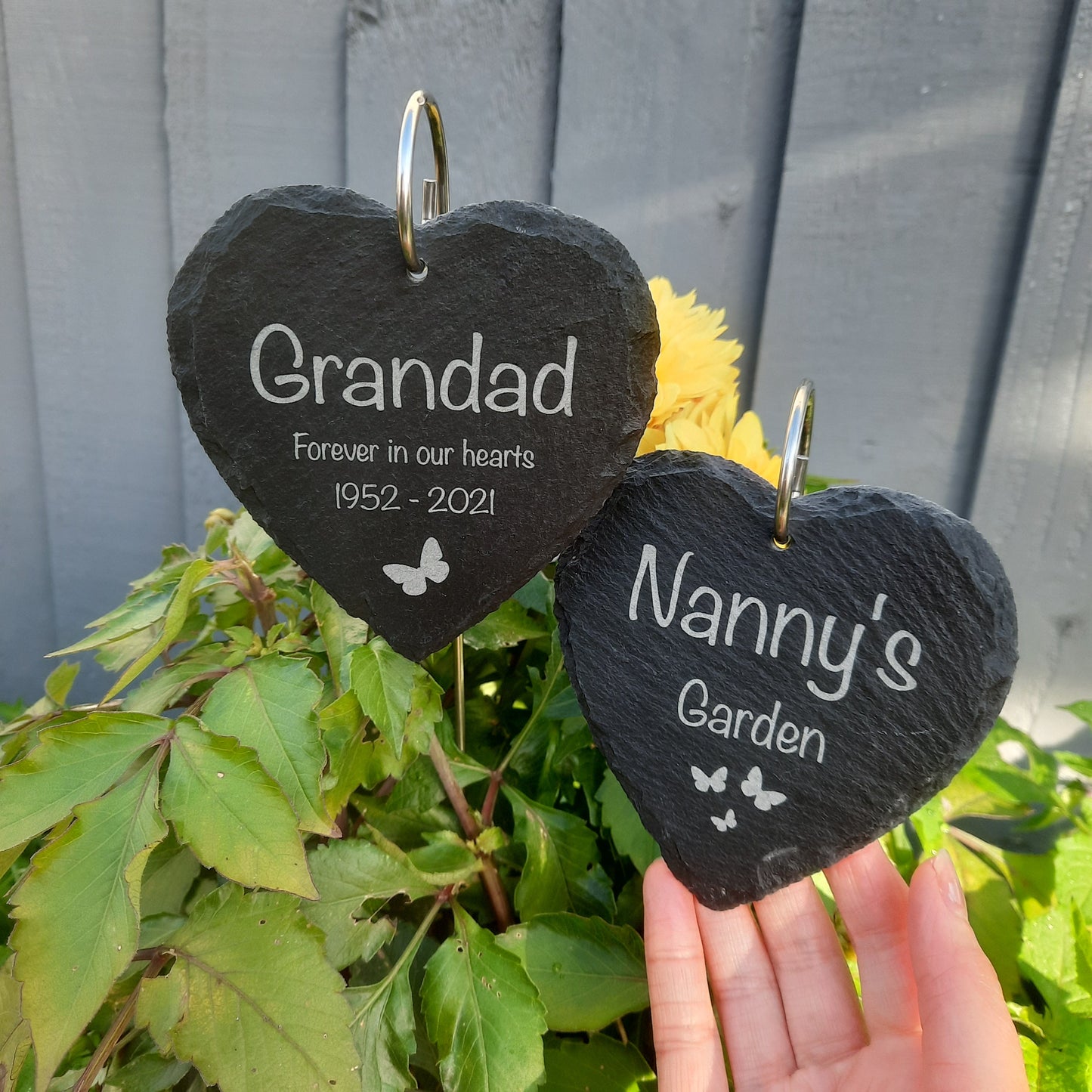 Memorial Garden HEART Slate and Hook / Nanny's Garden / Adult Loss / Memorial Plaque / Bereavement Gift / Garden Memorial / Grave marker