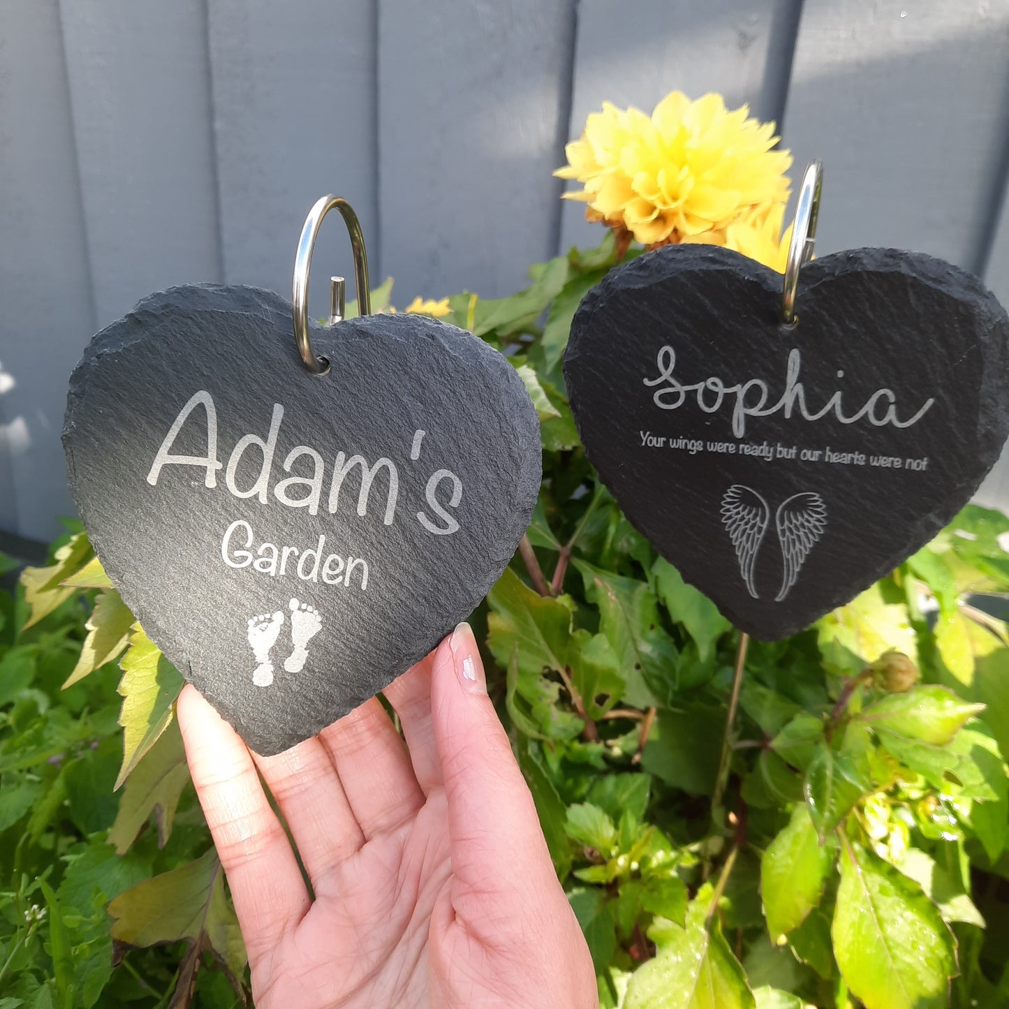 Memorial Garden Babyloss Slate and Hook / Loss of Baby / Memorial Plaque / Bereavement Gift / Garden Memorial / Grave marker