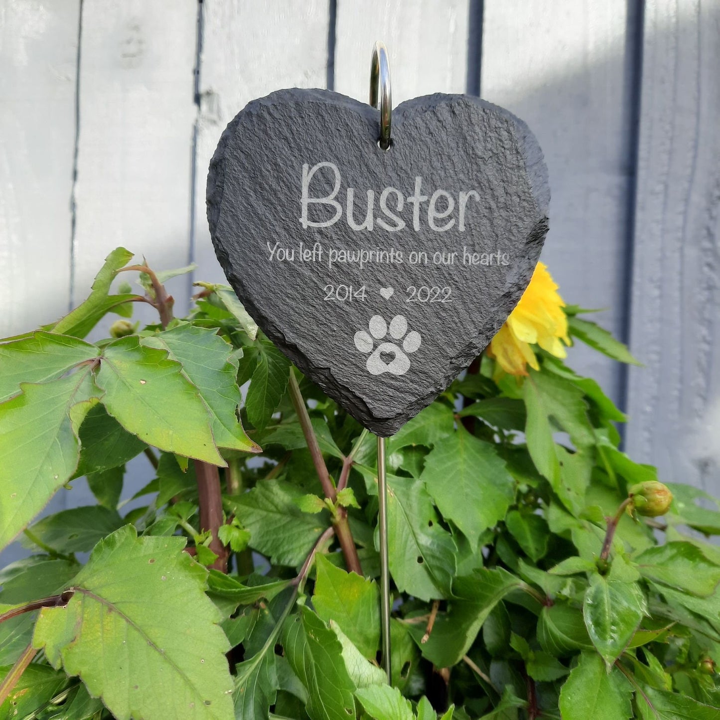 Memorial Garden PET Heart Slate and Hook / Pet Loss / Loss of Dog / Memorial Plaque / Bereavement Gift / Garden Memorial