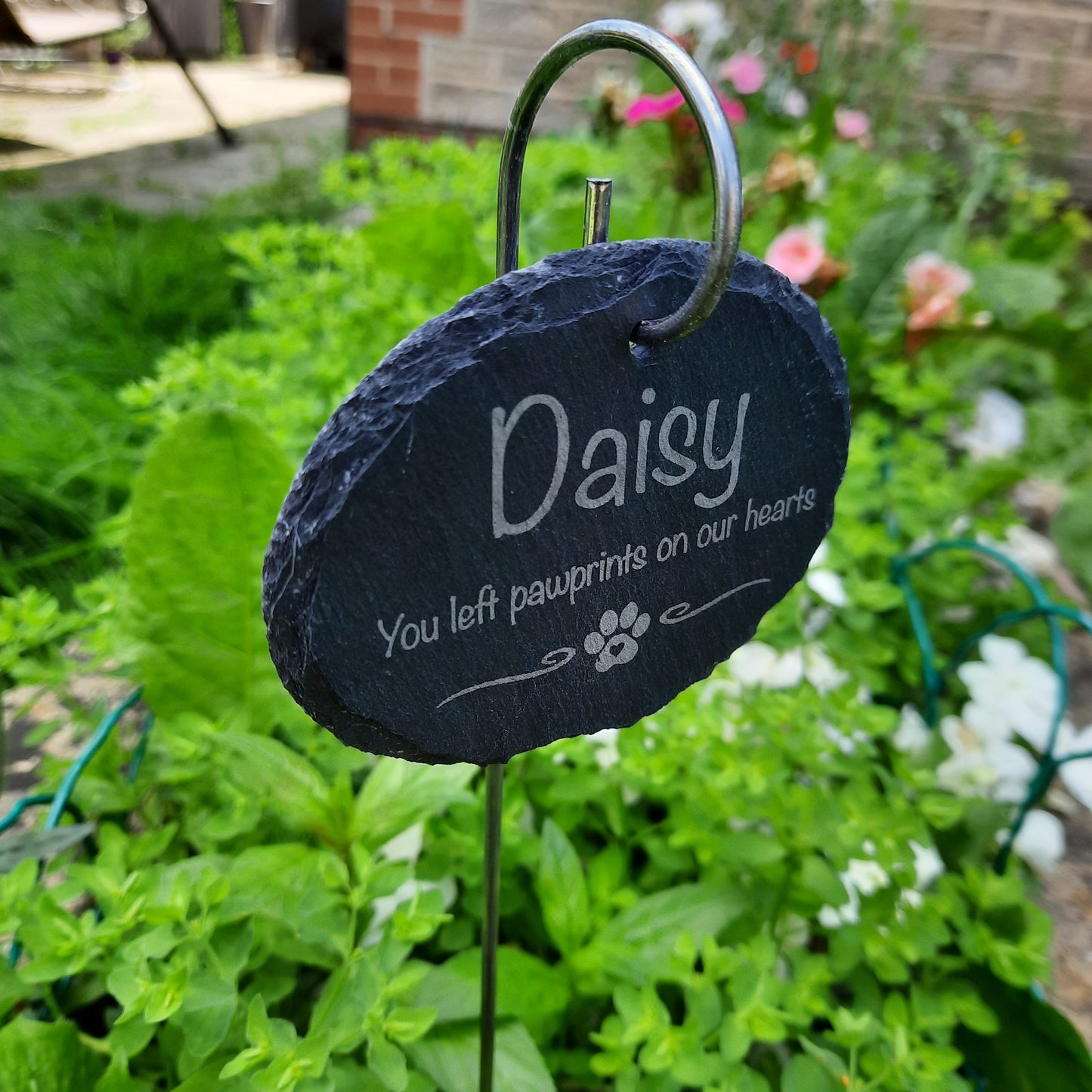 Pet Memorial Garden Slate and Hook / Pet loss / Memorial Plaque / Loss of Dog / Pet Bereavement Gift / Garden Memorial