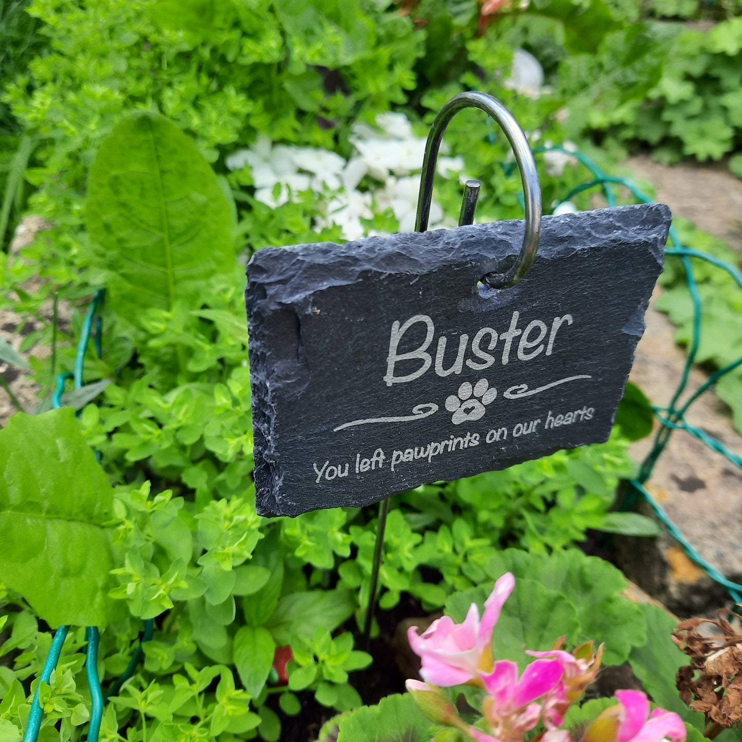 Pet Memorial Garden Slate and Hook / Pet loss / Memorial Plaque / Loss of Dog / Pet Bereavement Gift / Garden Memorial