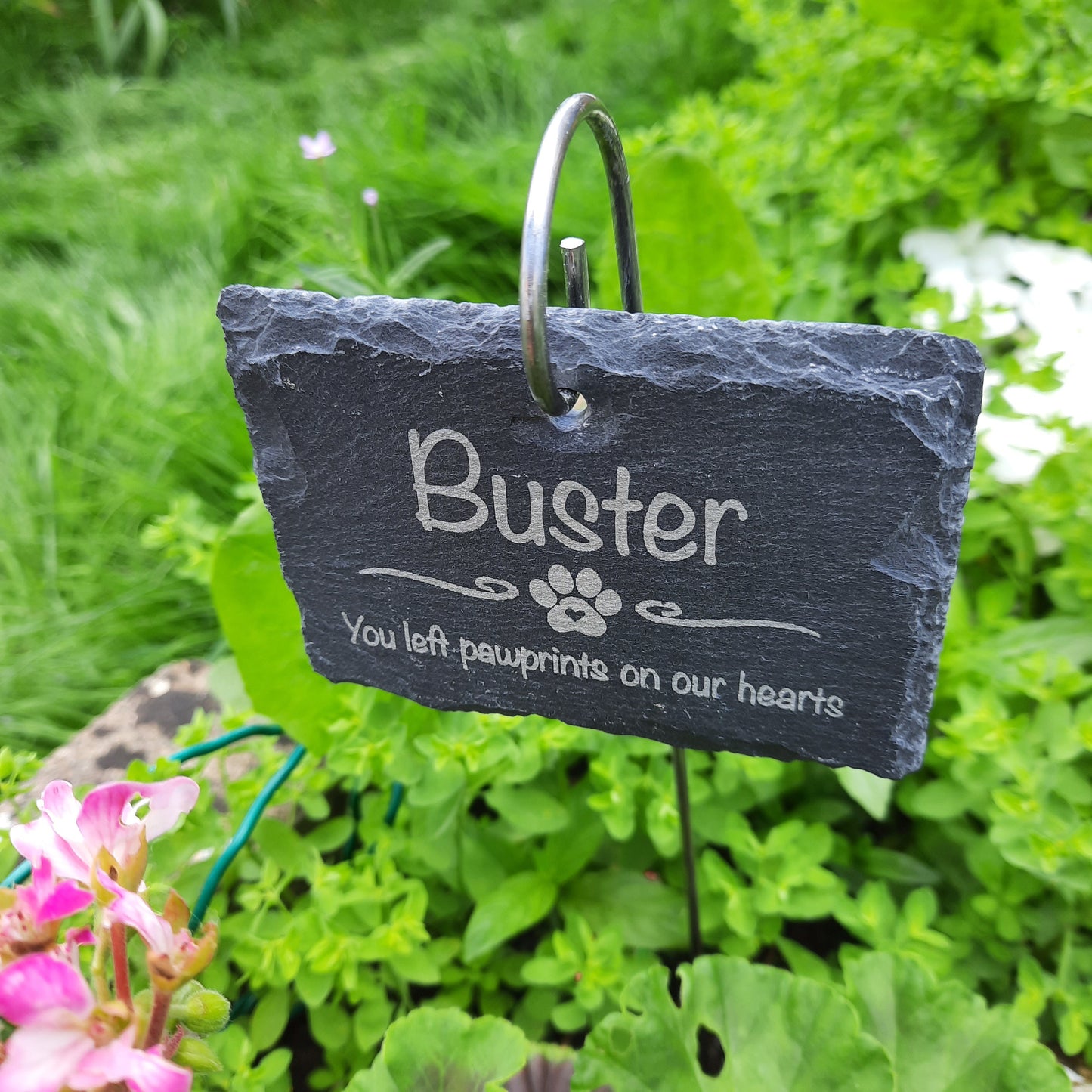 Pet Memorial Garden Slate and Hook / Pet loss / Memorial Plaque / Loss of Dog / Pet Bereavement Gift / Garden Memorial