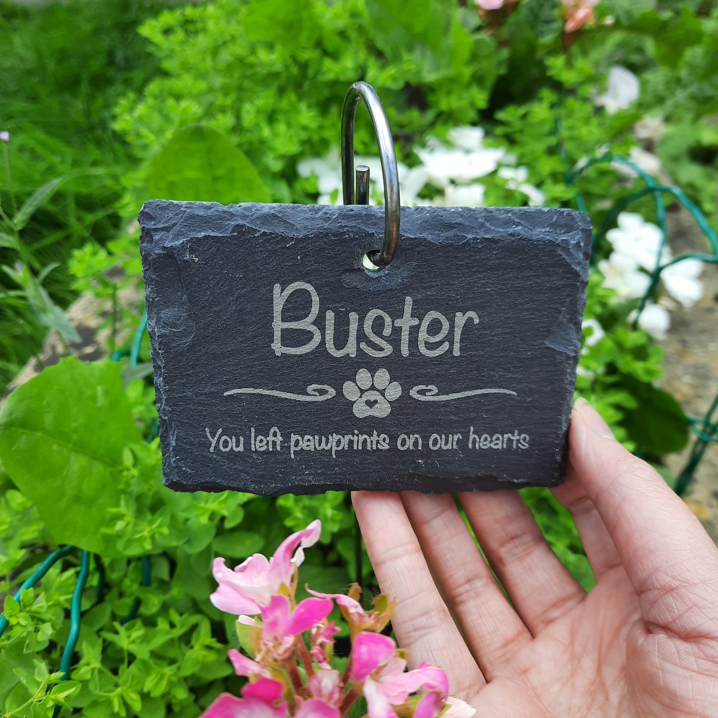 Pet Memorial Garden Slate and Hook / Pet loss / Memorial Plaque / Loss of Dog / Pet Bereavement Gift / Garden Memorial