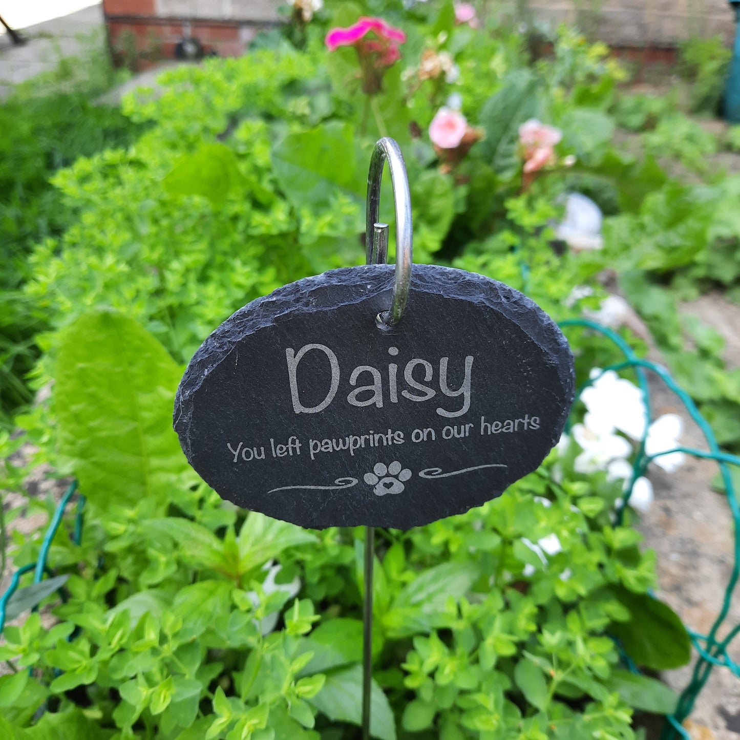 Pet Memorial Garden Slate and Hook / Pet loss / Memorial Plaque / Loss of Dog / Pet Bereavement Gift / Garden Memorial