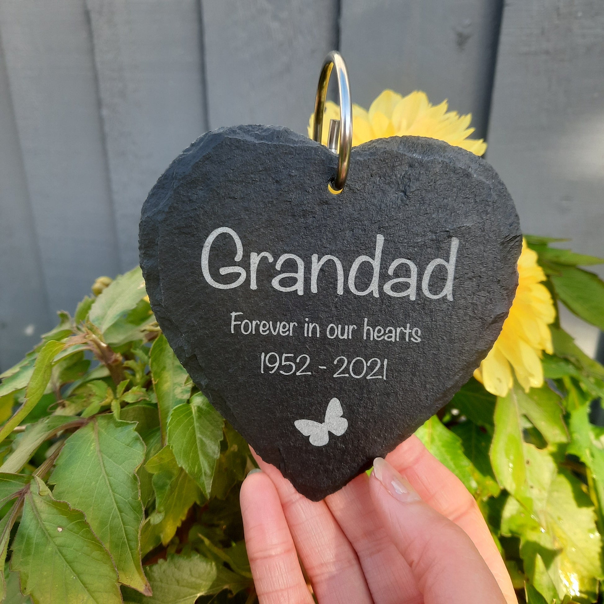 Memorial Garden HEART Slate and Hook / Nanny's Garden / Adult Loss / Memorial Plaque / Bereavement Gift / Garden Memorial / Grave marker