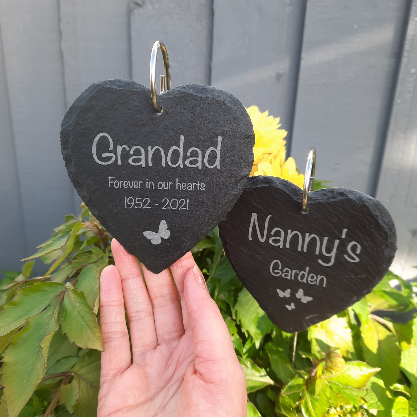 Memorial Garden HEART Slate and Hook / Nanny's Garden / Adult Loss / Memorial Plaque / Bereavement Gift / Garden Memorial / Grave marker