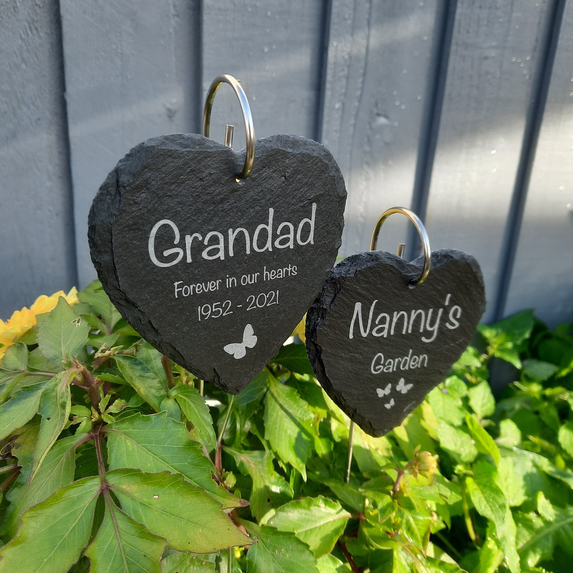 Memorial Garden HEART Slate and Hook / Nanny's Garden / Adult Loss / Memorial Plaque / Bereavement Gift / Garden Memorial / Grave marker