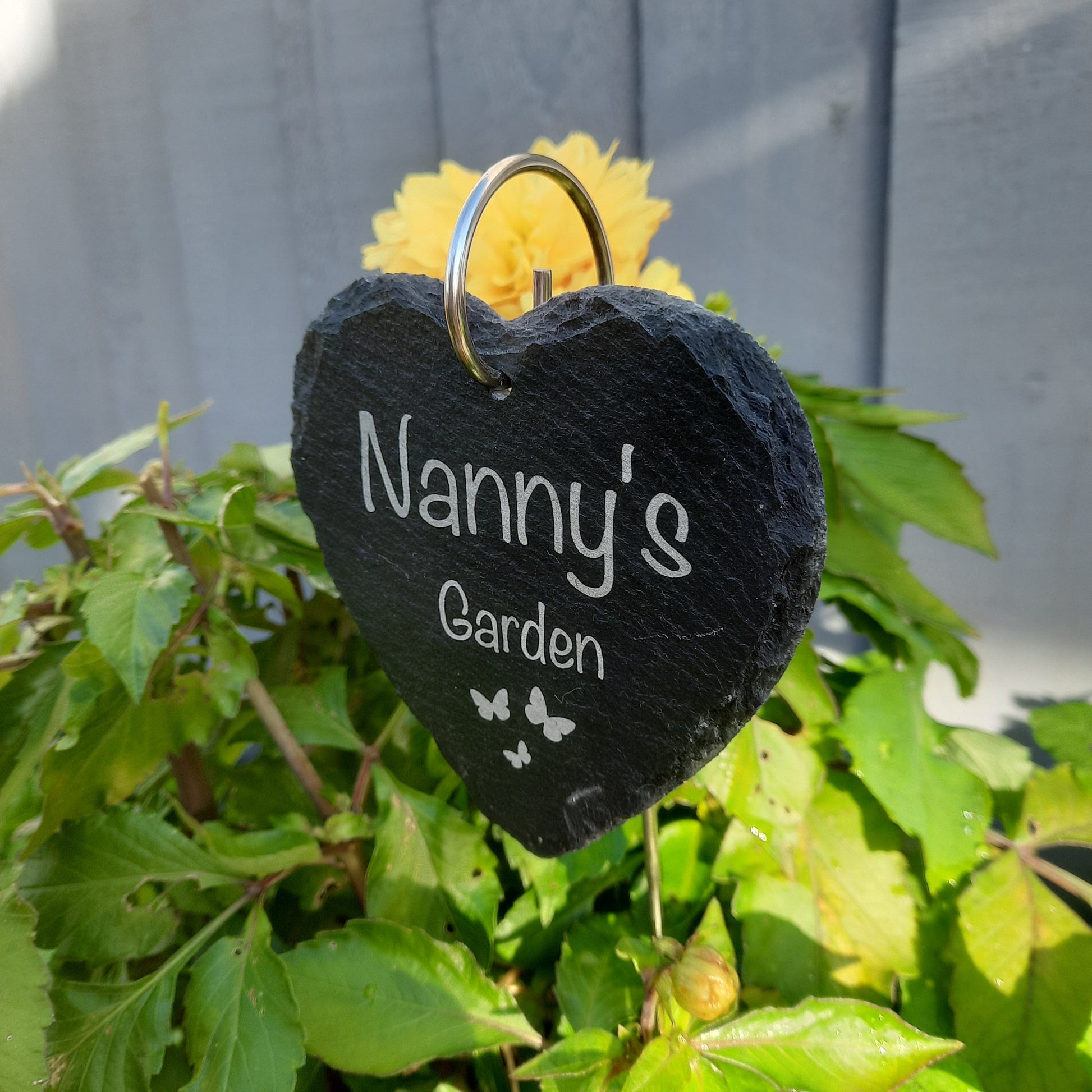 Memorial Garden HEART Slate and Hook / Nanny's Garden / Adult Loss / Memorial Plaque / Bereavement Gift / Garden Memorial / Grave marker