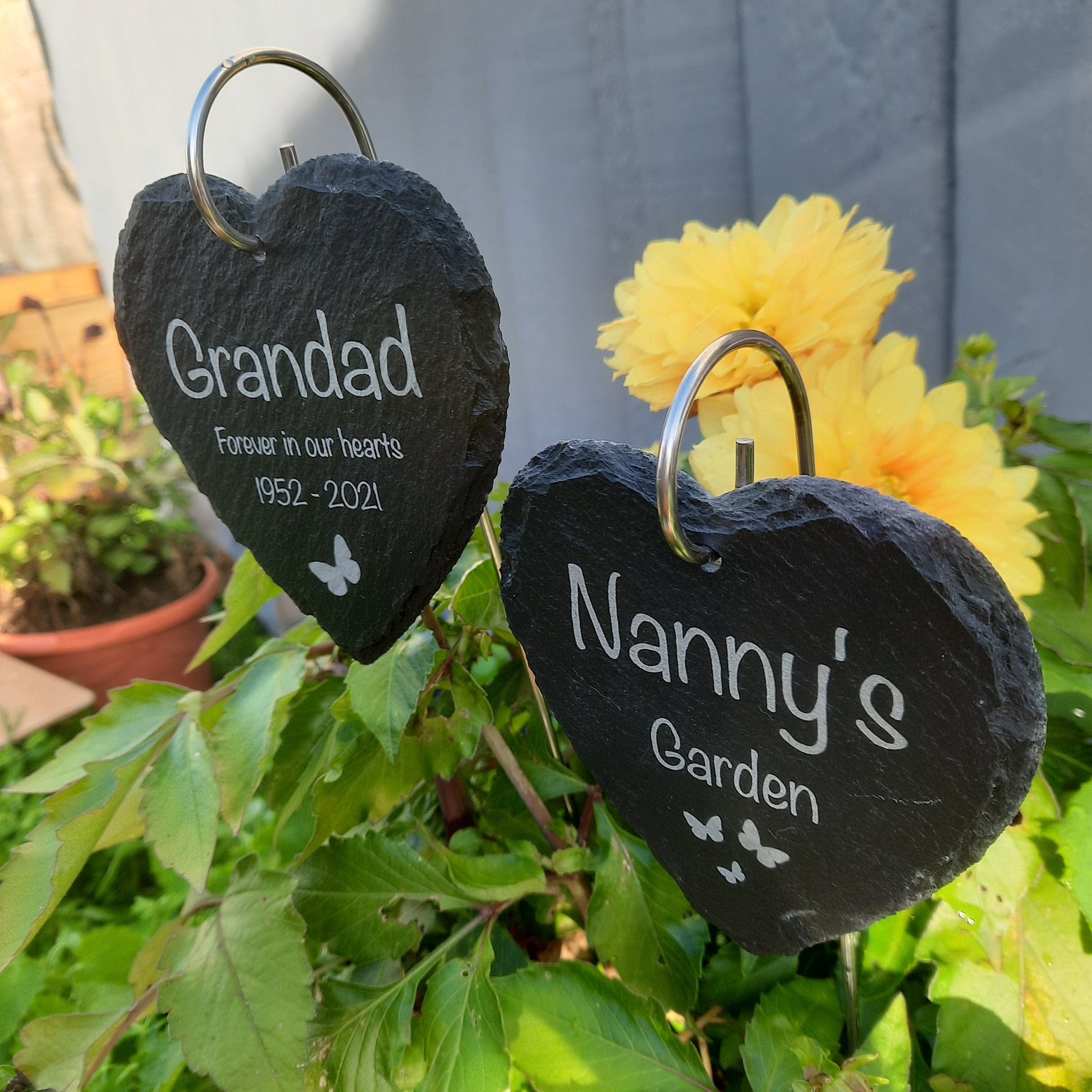 Memorial Garden HEART Slate and Hook / Nanny's Garden / Adult Loss / Memorial Plaque / Bereavement Gift / Garden Memorial / Grave marker
