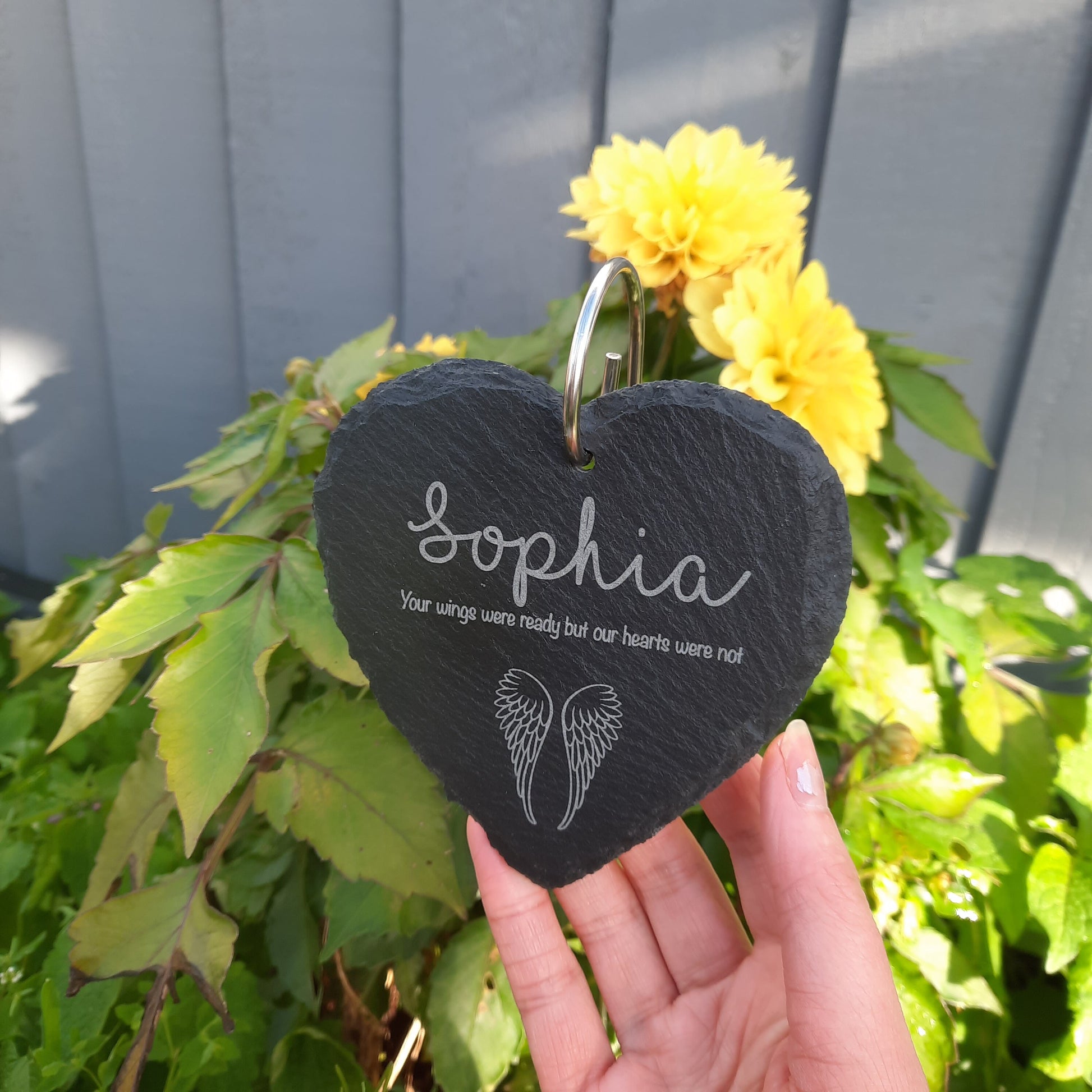 Memorial Garden Babyloss Slate and Hook / Loss of Baby / Memorial Plaque / Bereavement Gift / Garden Memorial / Grave marker