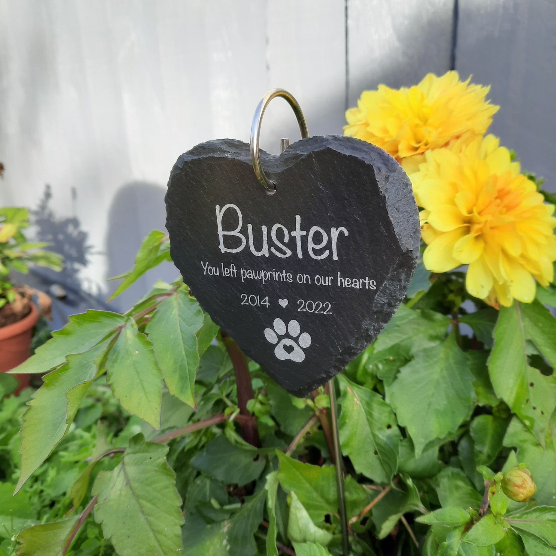 Memorial Garden PET Heart Slate and Hook / Pet Loss / Loss of Dog / Memorial Plaque / Bereavement Gift / Garden Memorial