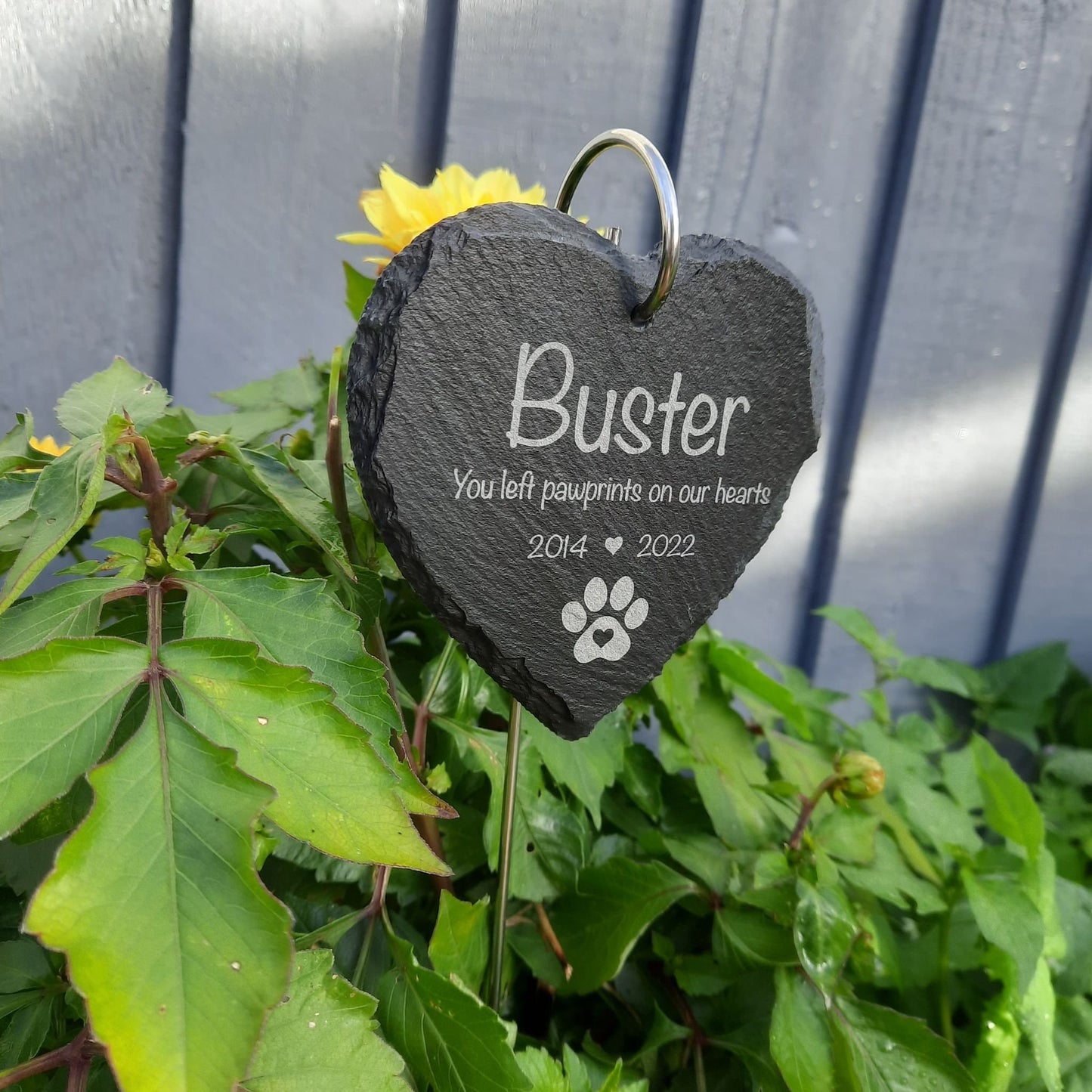 Memorial Garden PET Heart Slate and Hook / Pet Loss / Loss of Dog / Memorial Plaque / Bereavement Gift / Garden Memorial