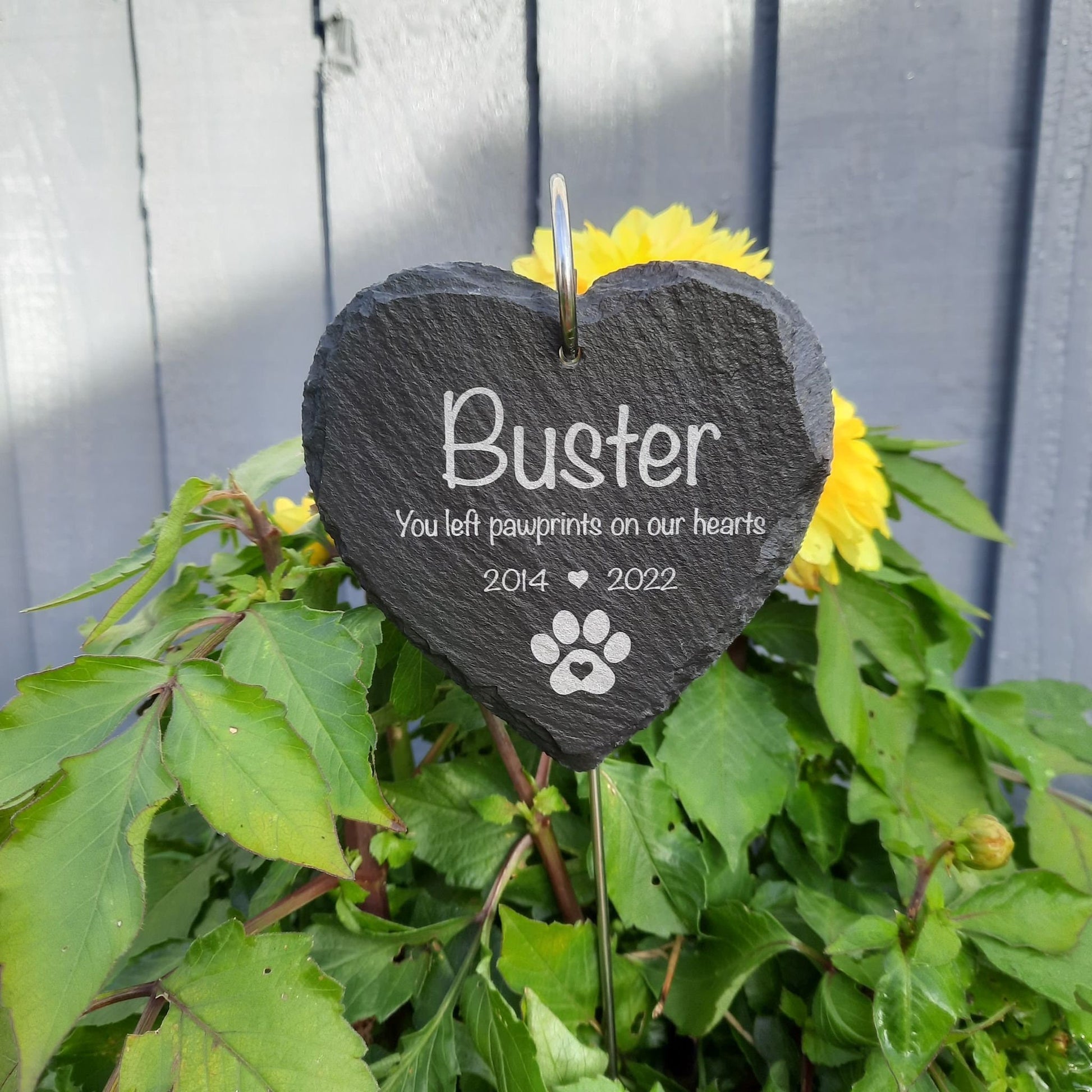 Memorial Garden PET Heart Slate and Hook / Pet Loss / Loss of Dog / Memorial Plaque / Bereavement Gift / Garden Memorial