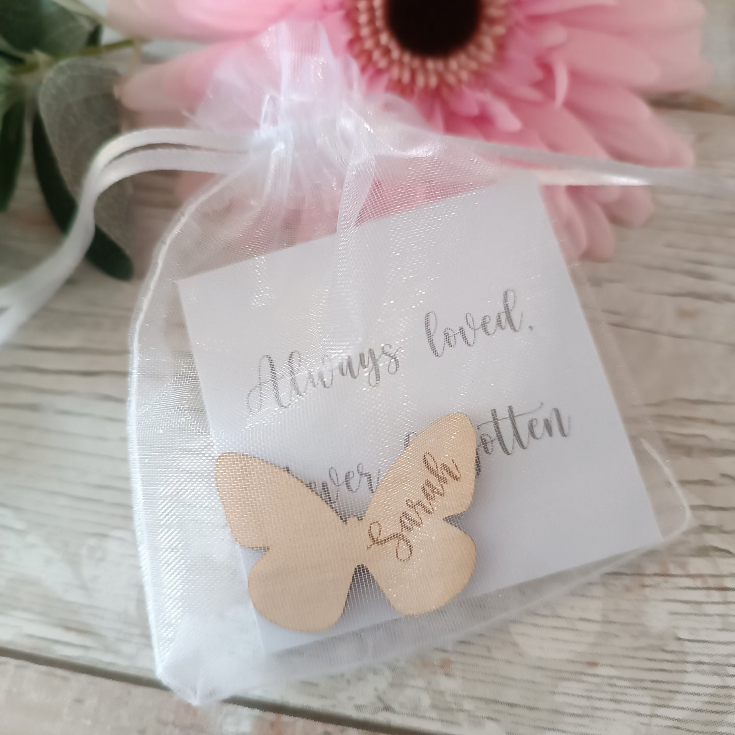Funeral Memorial Favours / Butterfly Funeral Tokens / Personalised Bereavement Keepsake / Wooden Butterflies