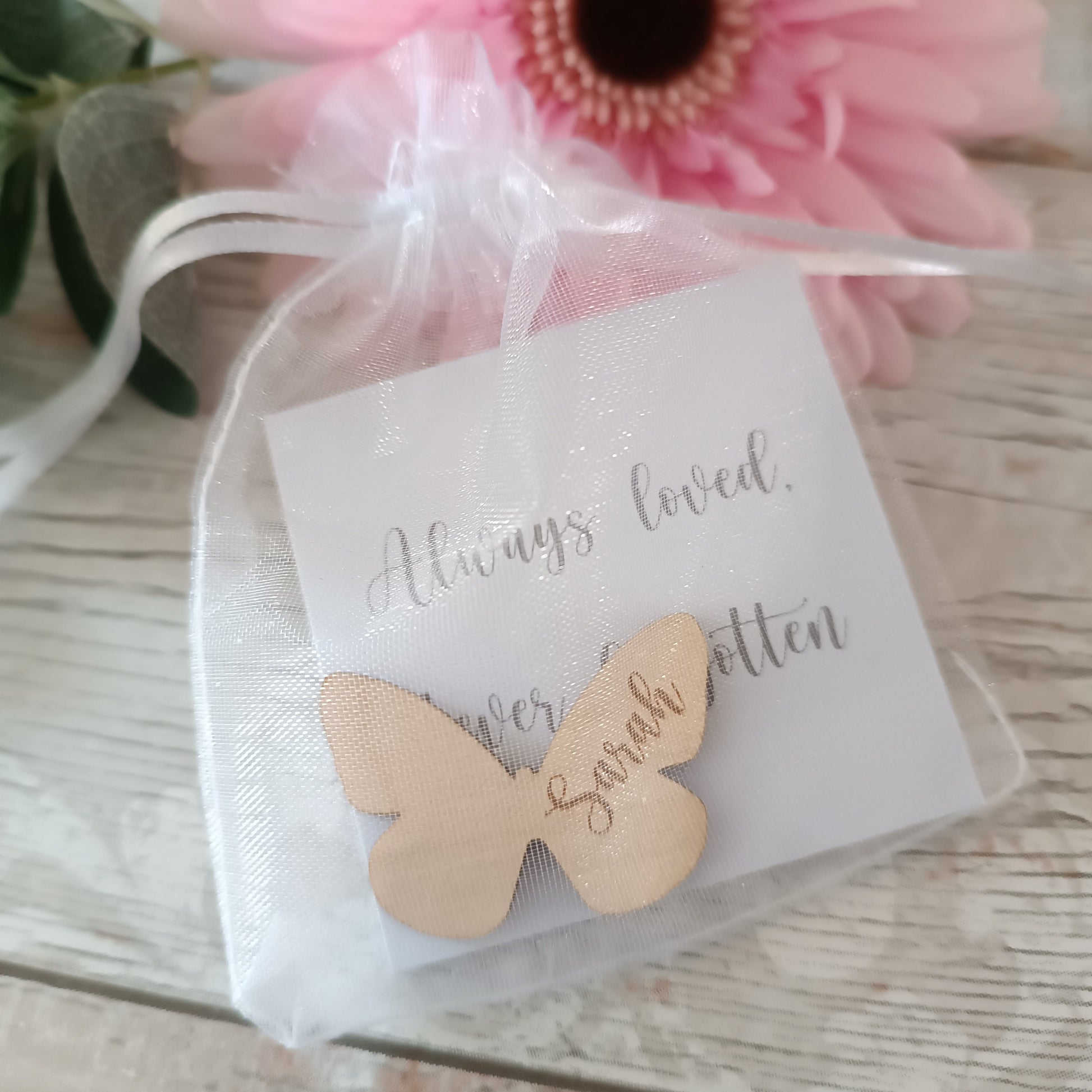 Funeral Memorial Favours / Butterfly Funeral Tokens / Personalised Bereavement Keepsake / Wooden Butterflies