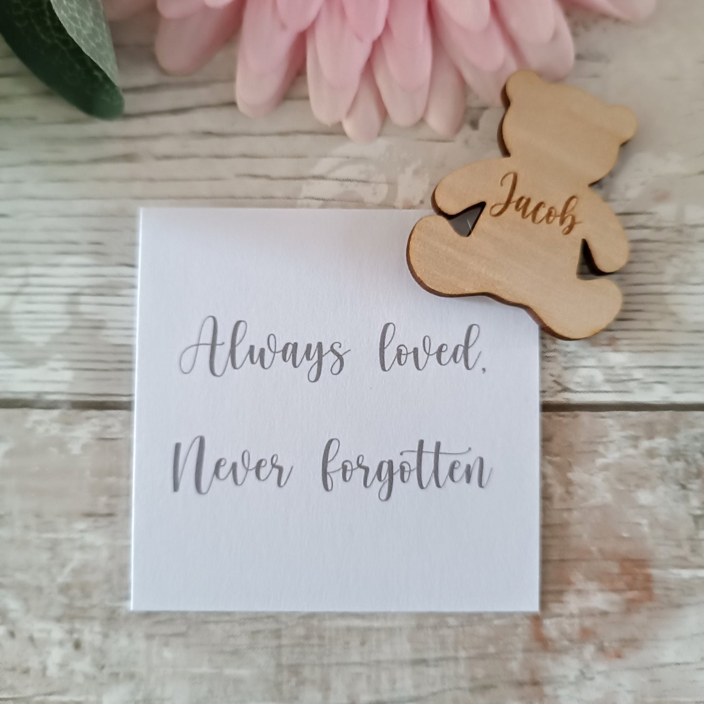 Funeral Memorial Favours / Teddy Funeral Tokens / Personalised Bereavement Keepsake / Wooden Teddies