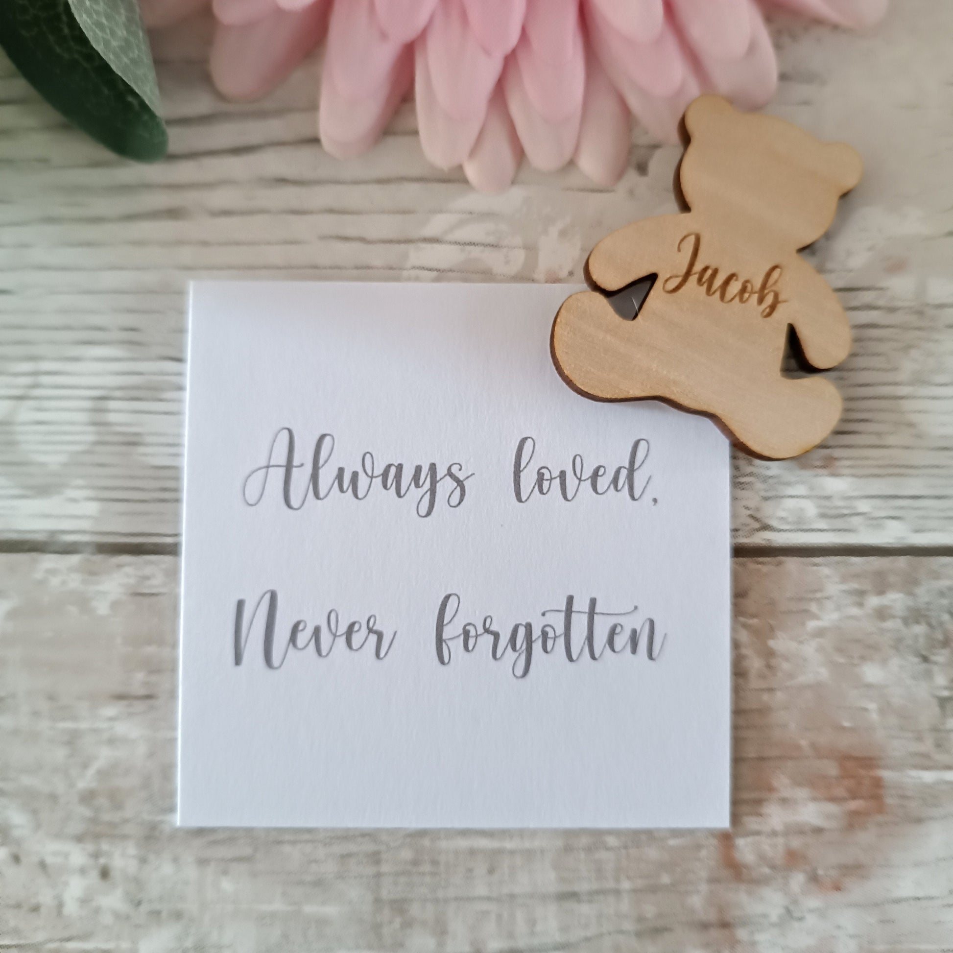 Funeral Memorial Favours / Teddy Funeral Tokens / Personalised Bereavement Keepsake / Wooden Teddies