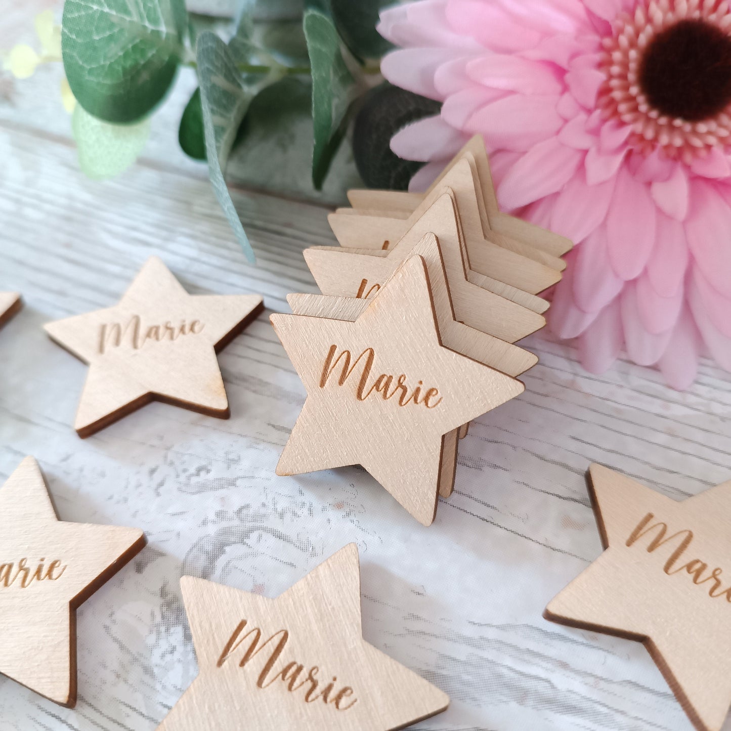 Funeral Memorial Favours / Star Funeral Tokens / Personalised Bereavement Keepsake / Wooden Stars / Acrylic Stars