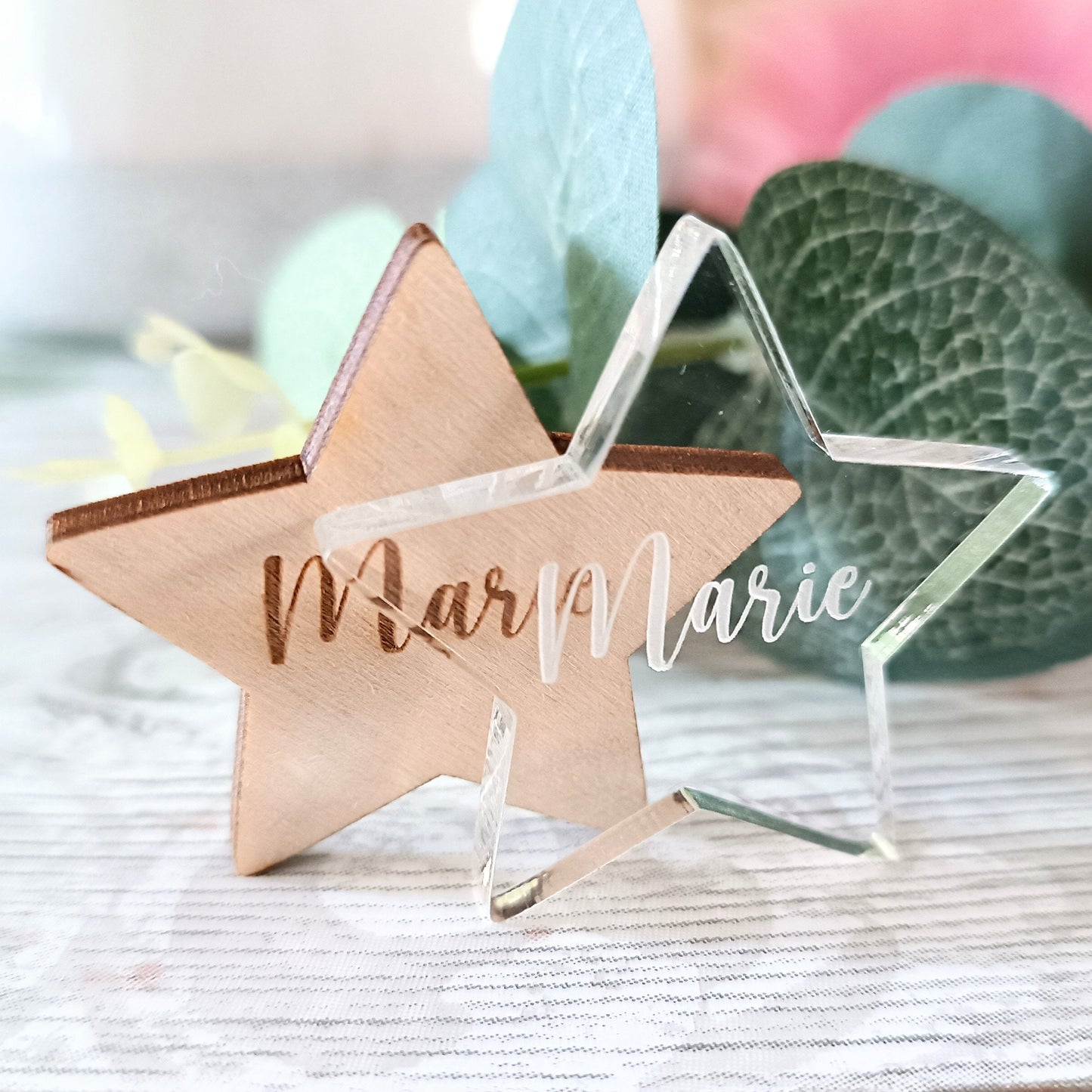 Funeral Memorial Favours / Star Funeral Tokens / Personalised Bereavement Keepsake / Wooden Stars / Acrylic Stars