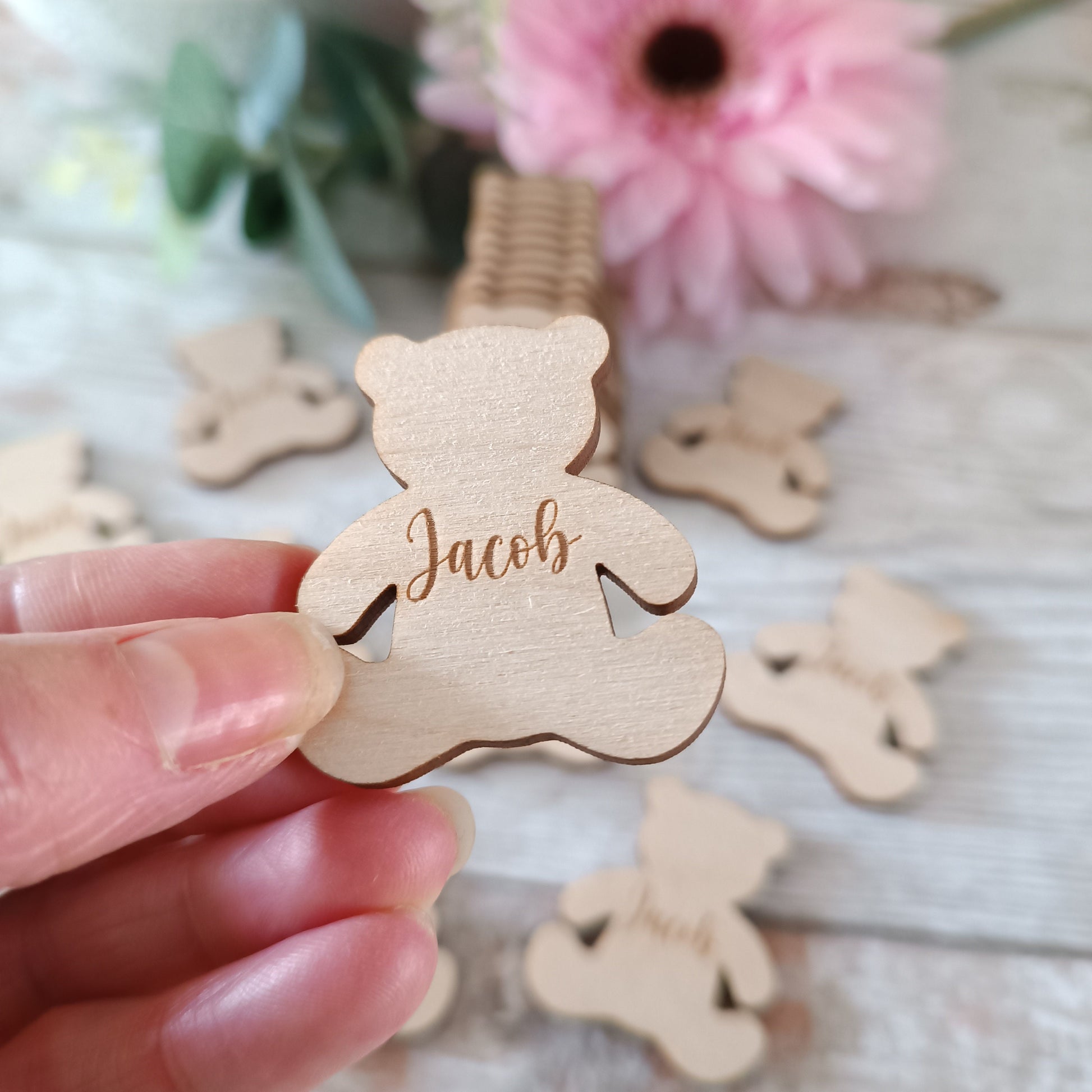 Funeral Memorial Favours / Teddy Funeral Tokens / Personalised Bereavement Keepsake / Wooden Teddies
