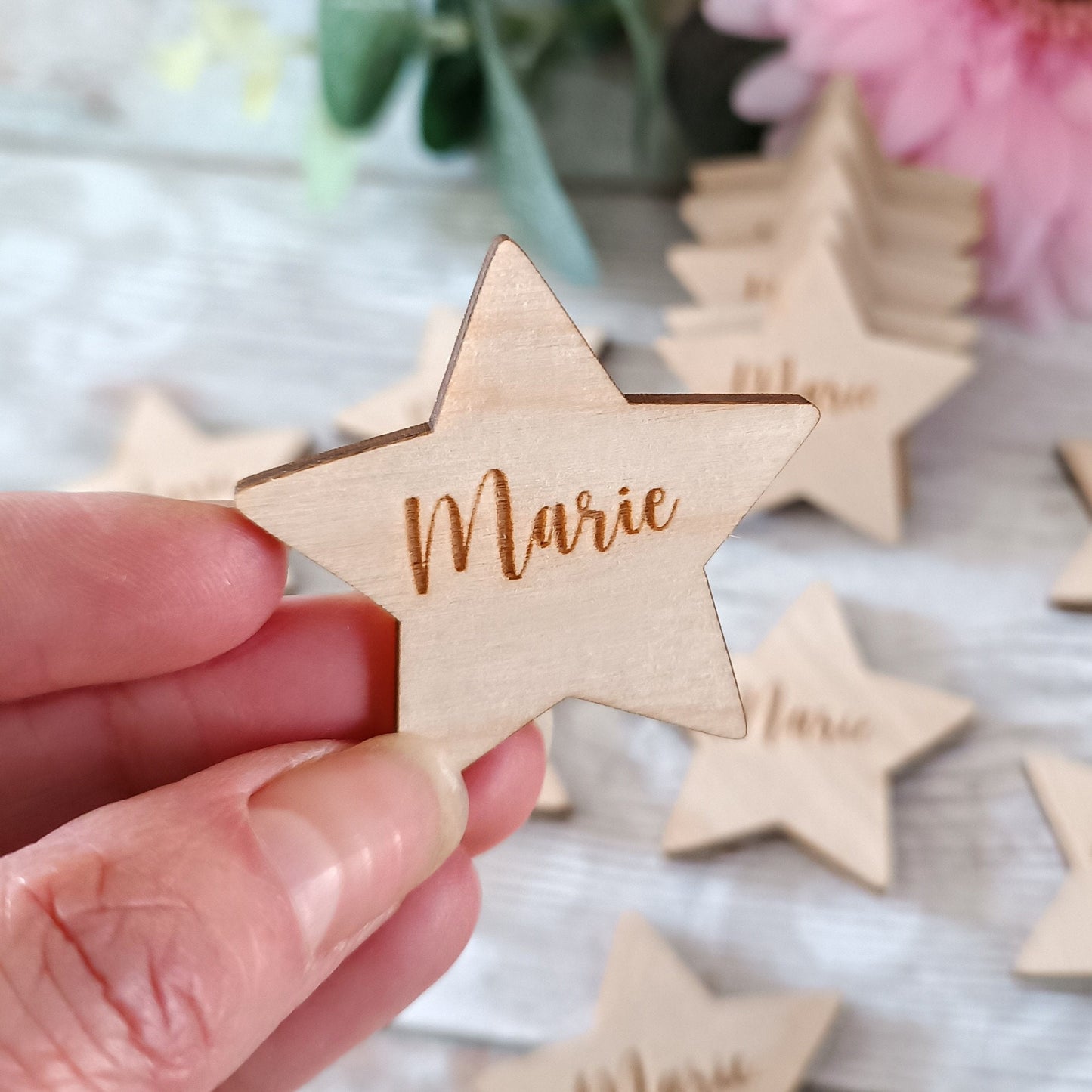 Funeral Memorial Favours / Star Funeral Tokens / Personalised Bereavement Keepsake / Wooden Stars / Acrylic Stars