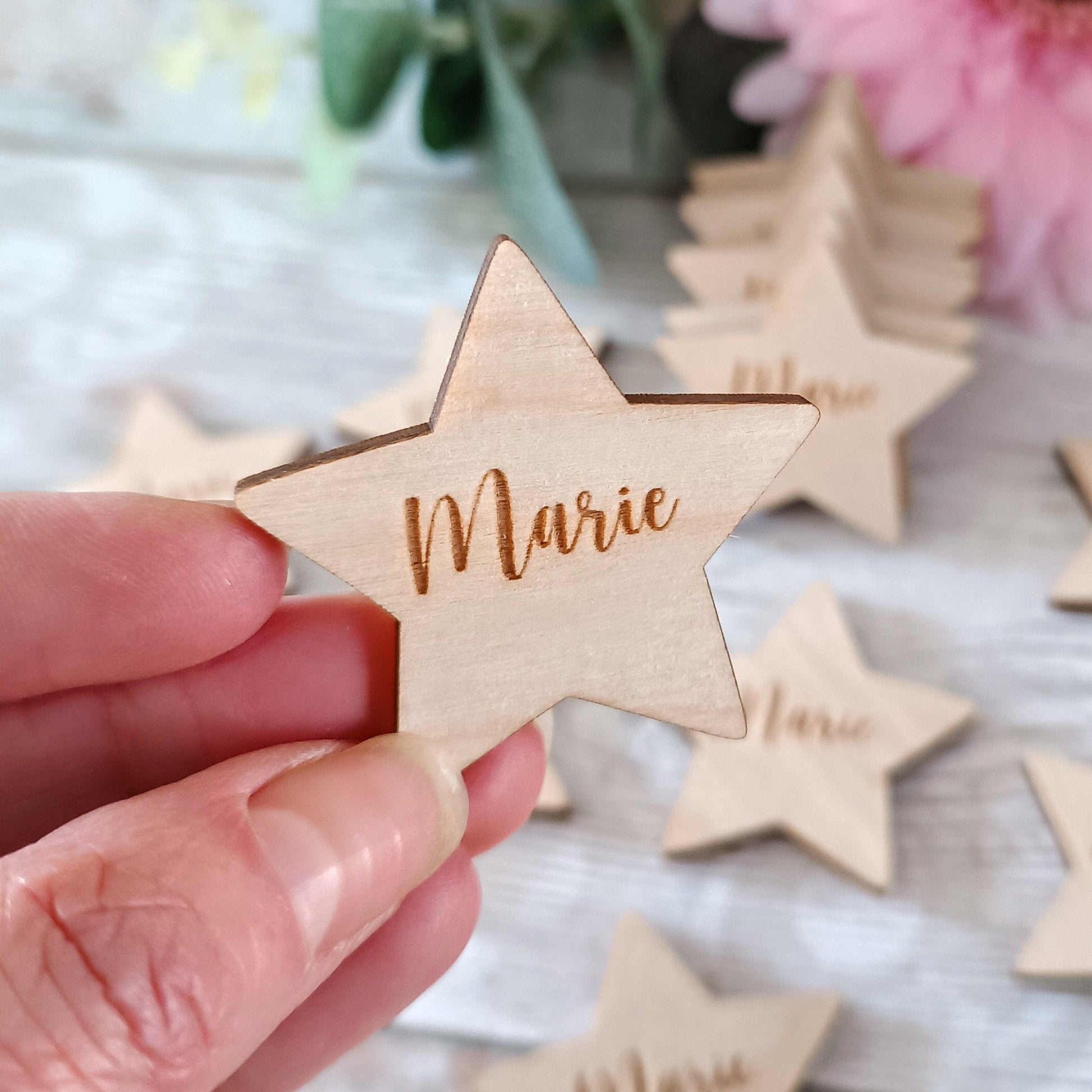 Funeral Memorial Favours / Star Funeral Tokens / Personalised Bereavement Keepsake / Wooden Stars / Acrylic Stars