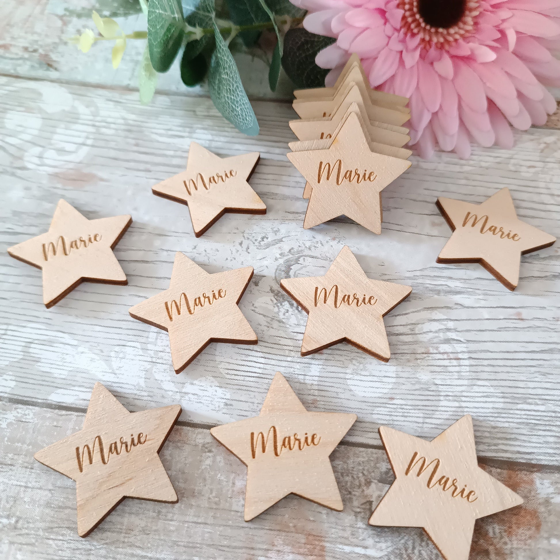 Funeral Memorial Favours / Star Funeral Tokens / Personalised Bereavement Keepsake / Wooden Stars / Acrylic Stars