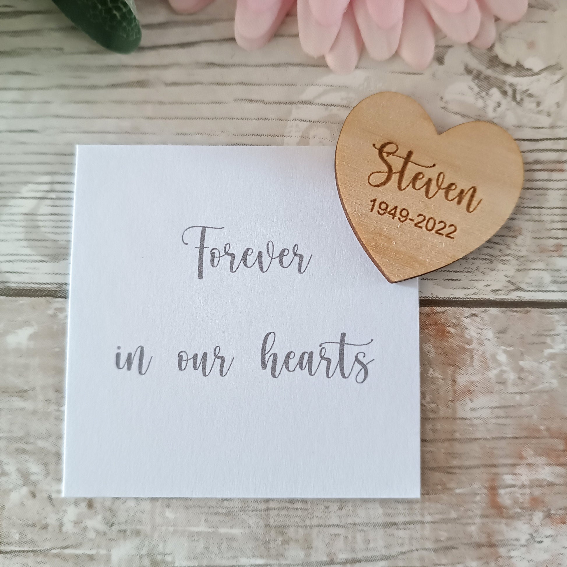 Funeral Favours / In Memory / Heart Funeral Tokens / Personalised Bereavement Keepsake / Wooden Hearts / Memorial Gift