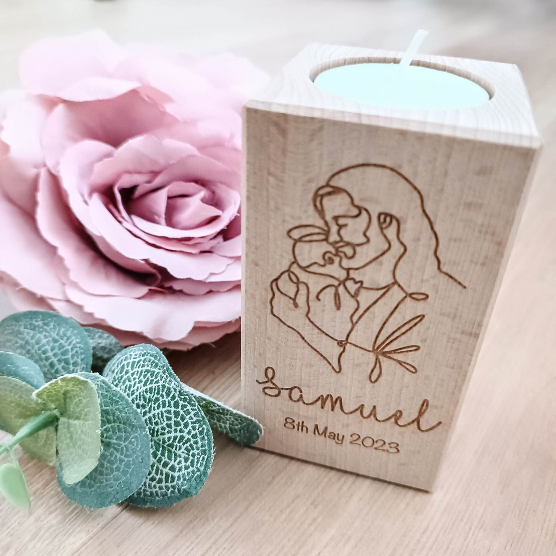 Baby loss Memorial Candle - Jesus and Angel Baby / Christian Memorial / Personalised / Miscarriage / Stillbirth / Angel Baby