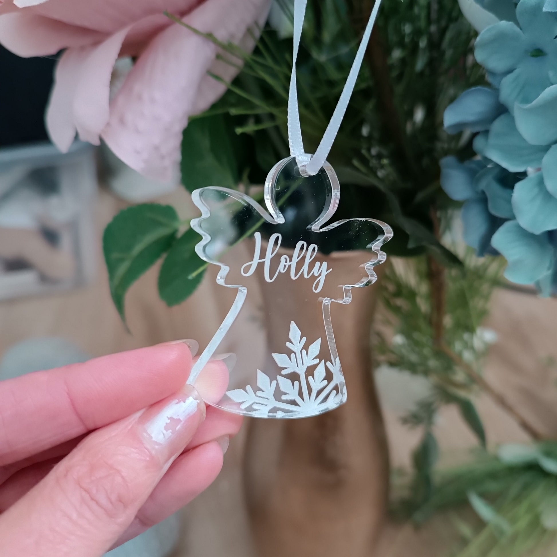 Acrylic Angel Christmas Tree Ornament | Personalised Angel Decoration | Personalised Star | Christmas Angel | Babyloss | Miscarriage