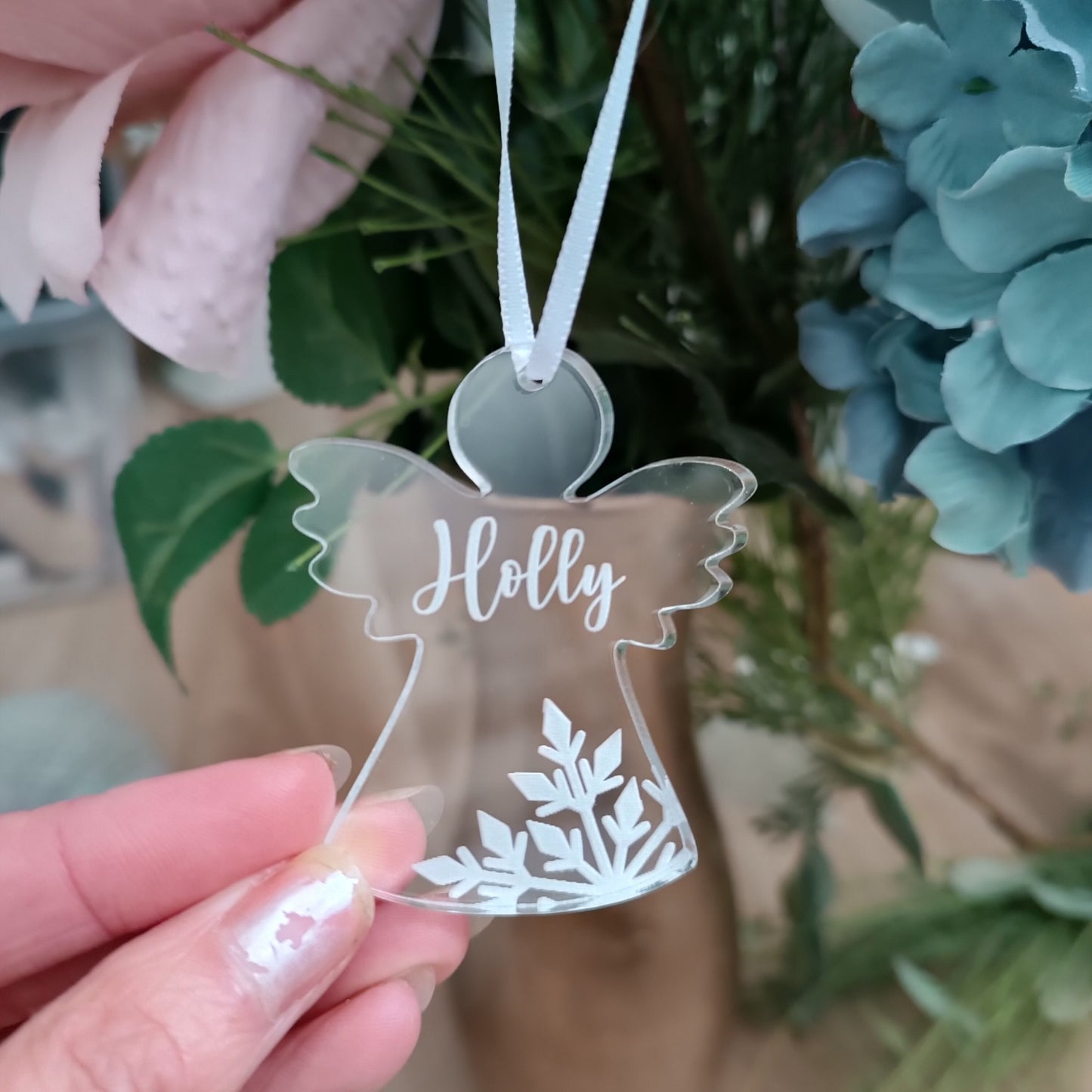 Acrylic Angel Christmas Tree Ornament | Personalised Angel Decoration | Personalised Star | Christmas Angel | Babyloss | Miscarriage