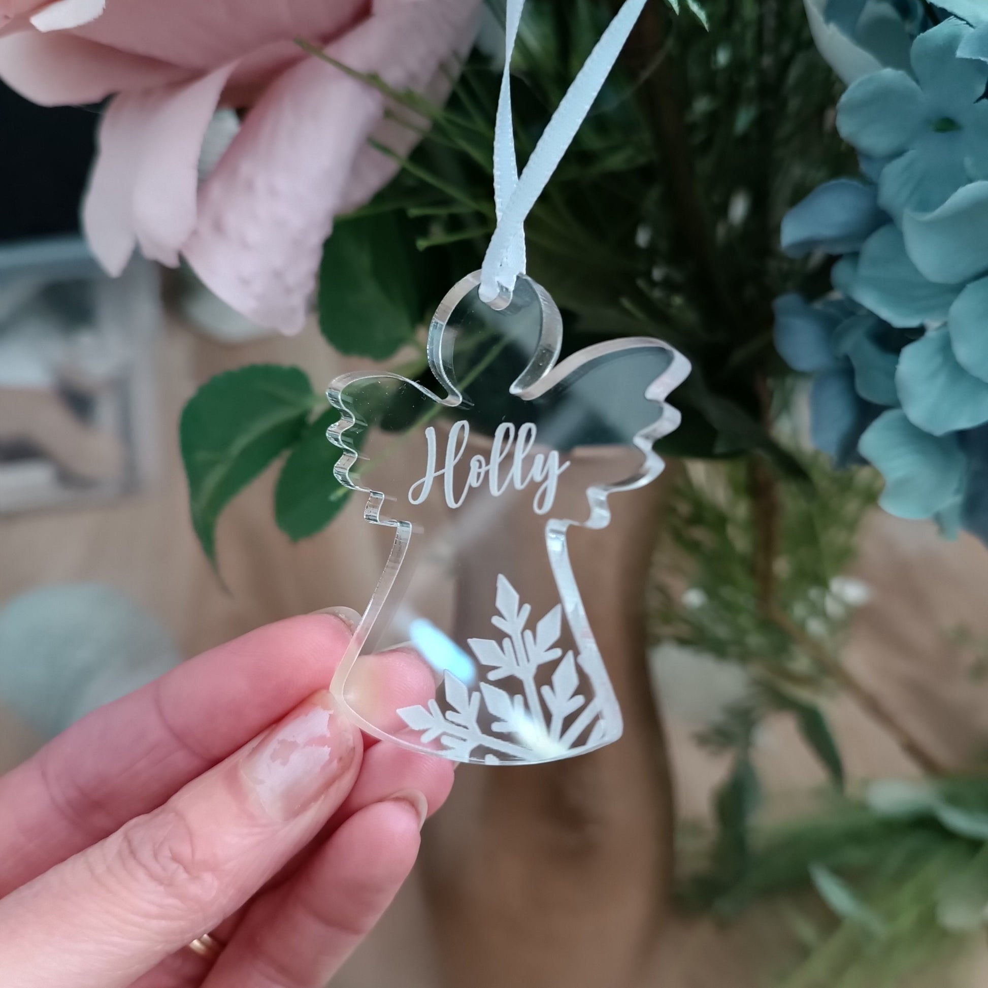 Acrylic Angel Christmas Tree Ornament | Personalised Angel Decoration | Personalised Star | Christmas Angel | Babyloss | Miscarriage