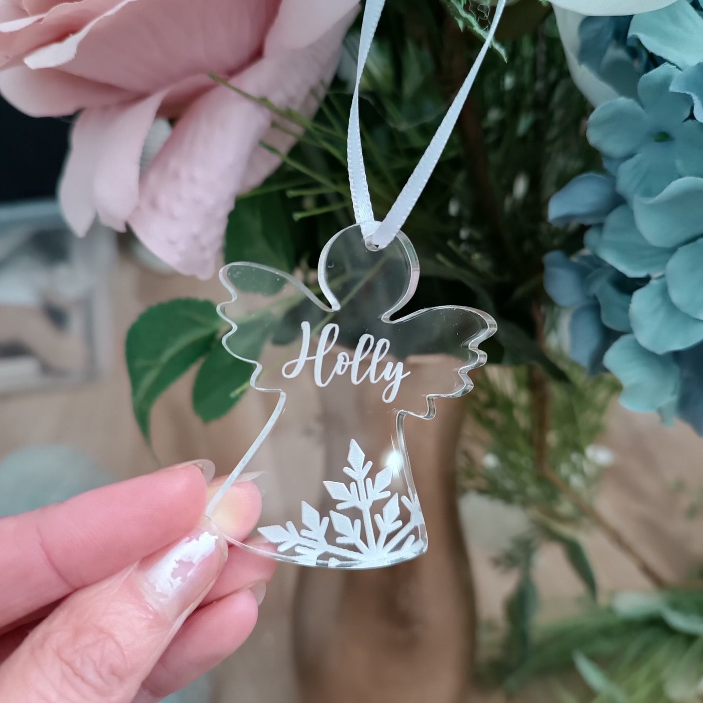 Acrylic Angel Christmas Tree Ornament | Personalised Angel Decoration | Personalised Star | Christmas Angel | Babyloss | Miscarriage